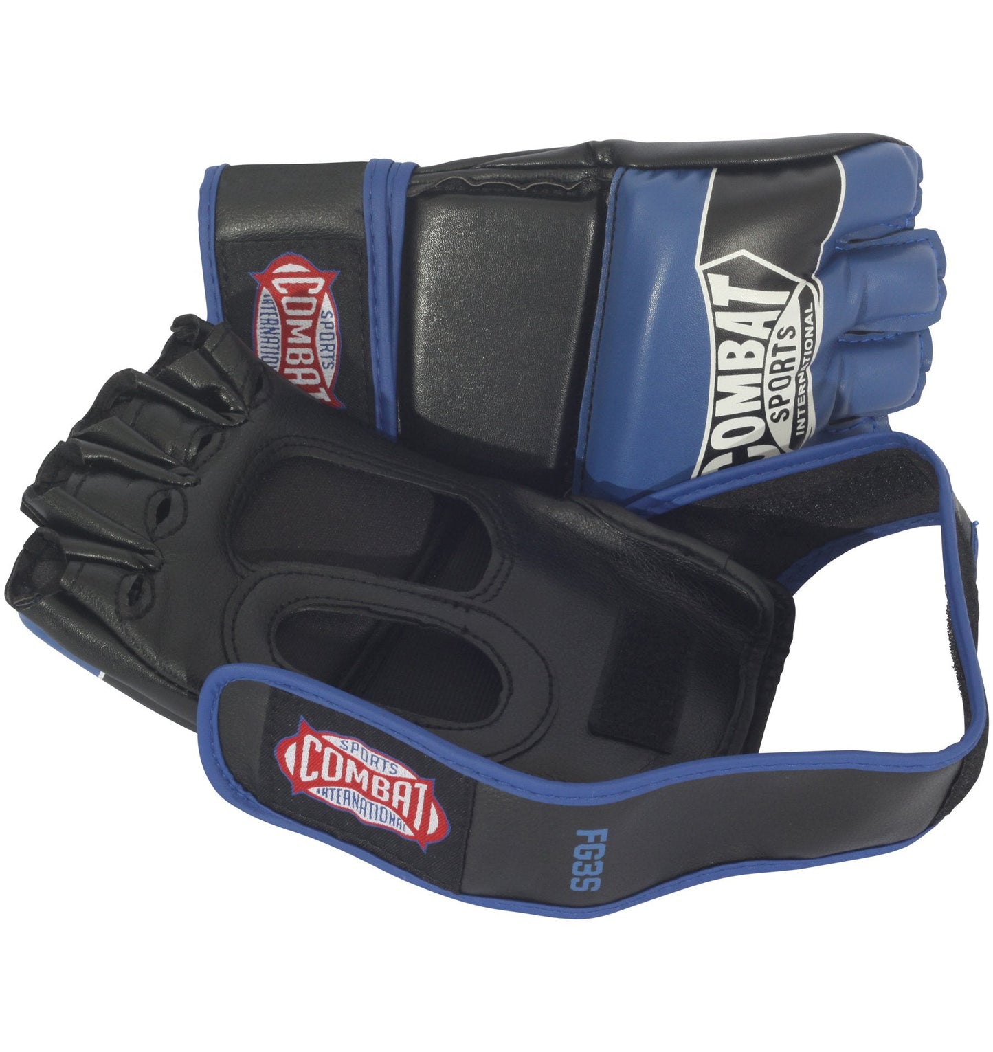 Combat Sports Pro Style MMA Grappling Gloves - 5oz Open Palm Synthetic Leather Fighting Gloves for Mixed Martial Arts, Sparring & Heavy Bag Training, Blue, Medium