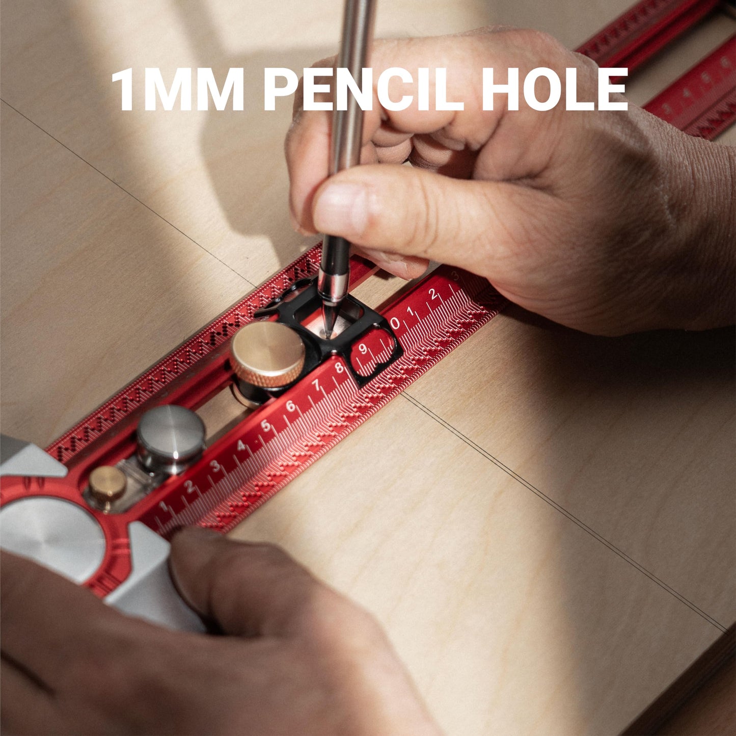 HONGDUI 415mm Woodworking T Square Ruler with Drill Bushing, 2 in 1 Compass Scriber Aluminum Alloy, Adjustable Precision Line Drawing Ruler Carpenter Square Woodworking Tool