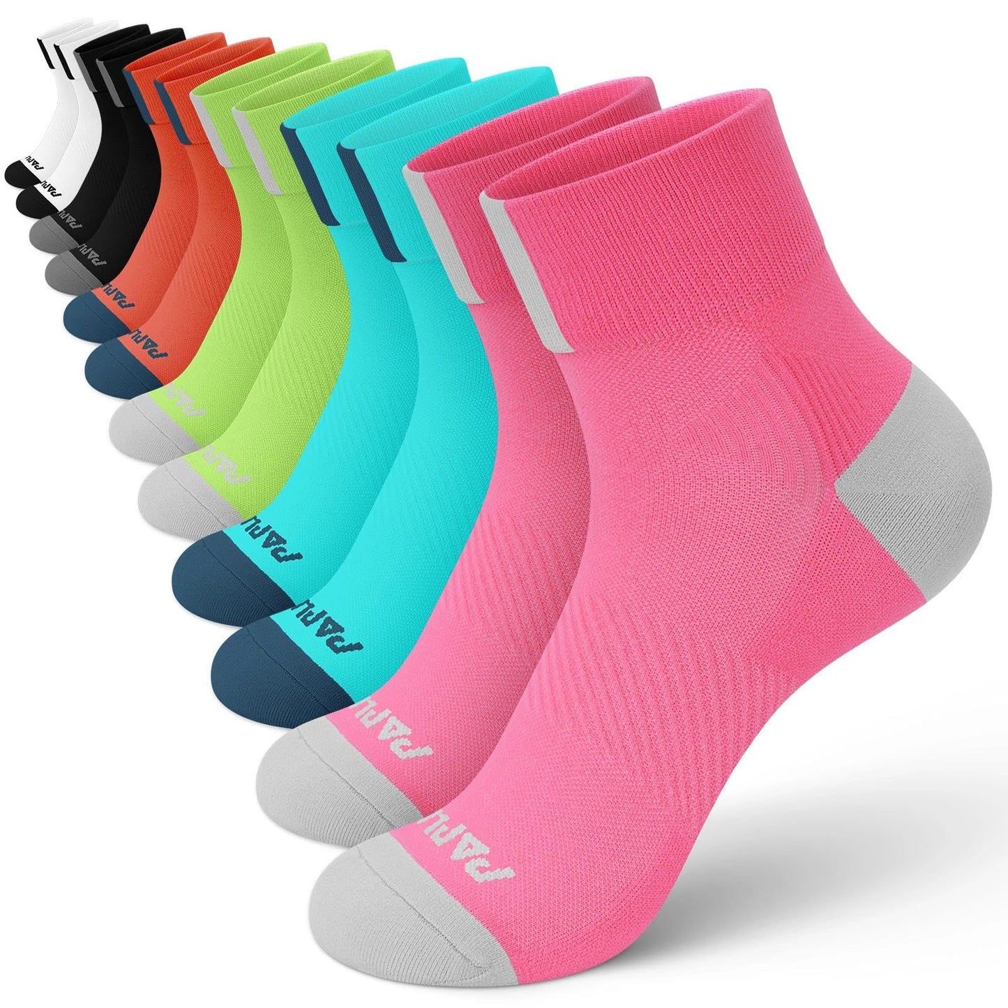 PAPLUS Ankle Compression Socks for Women 6 Pairs, Running Athletic Socks with Arch Support，Plantar Fasciitis Socks