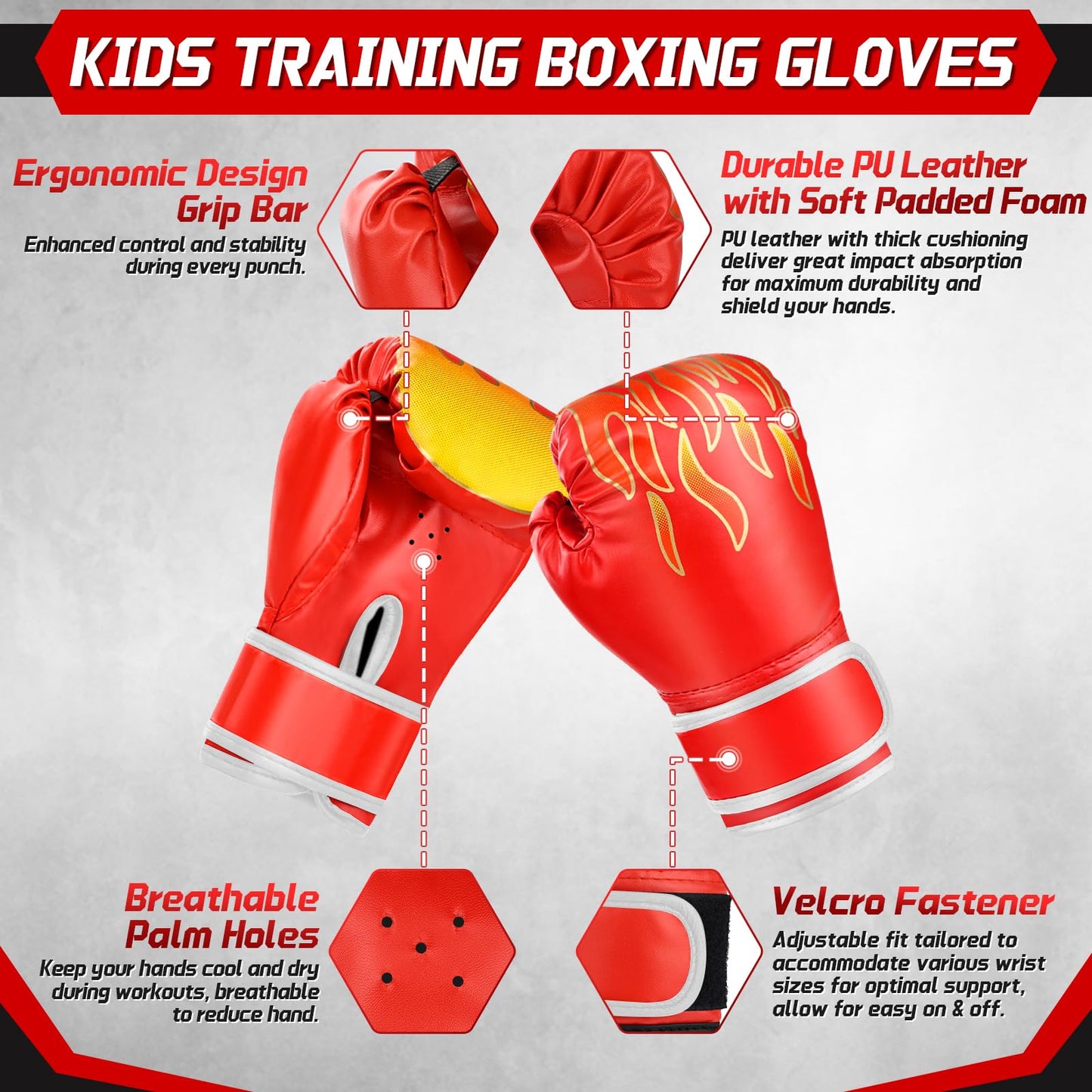 3-in-1 Boxing Gloves and Punching Mitts Set for Kids Youth, Kids Boxing Gloves Curved Punching Pads with Hand Wraps, Focus Mitts Boxing Equipment Set for Boxing Training MMA Karate Muay Thai Taekwondo