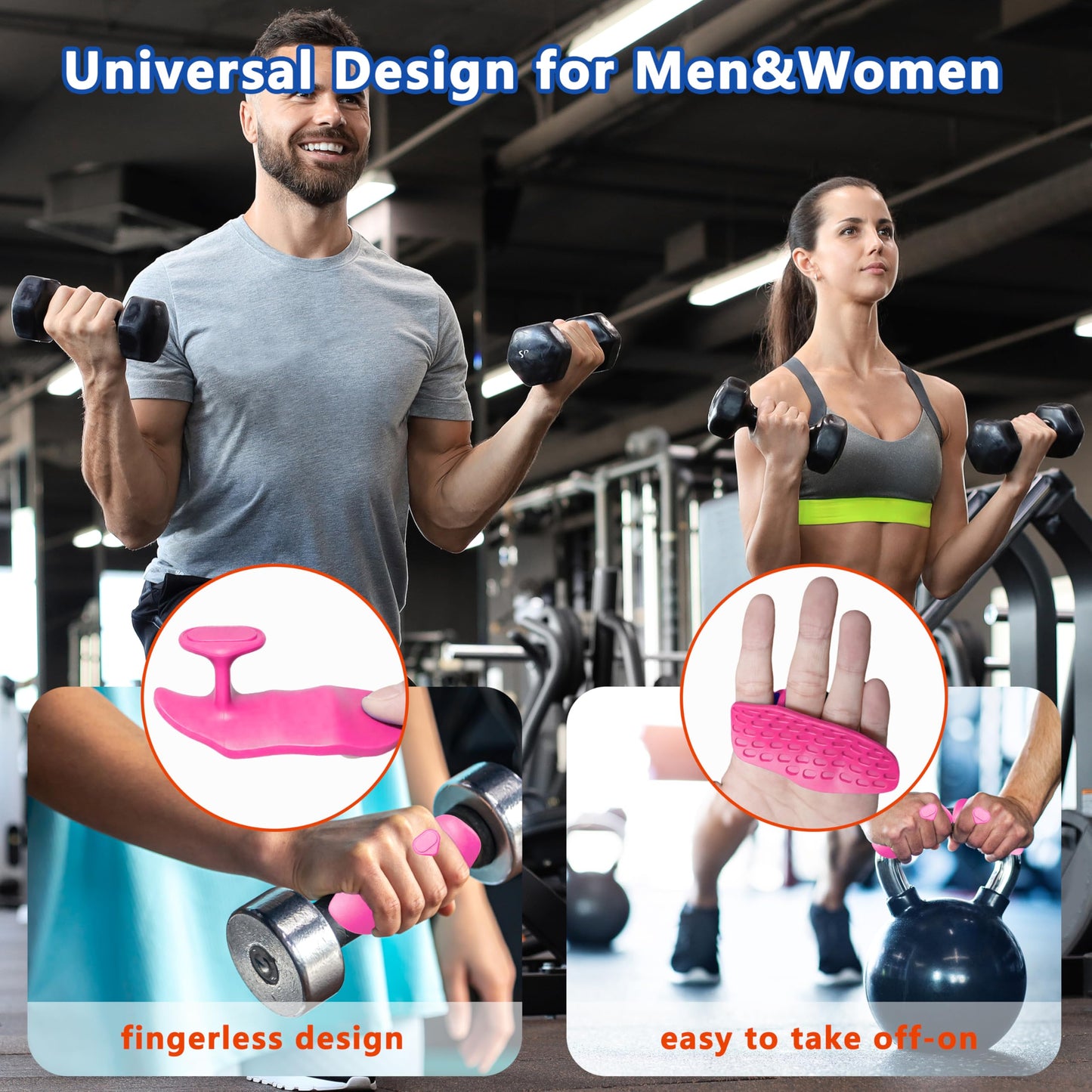 Epritliber Silicone Gym Grips for Weight Lifting,Workout Gloves for Men Alternative,Anti Slip Gym Workout Grip for Women,Rubber Gym Hand Grips-Weightlifting Grips Pad for Ryptfit,Training