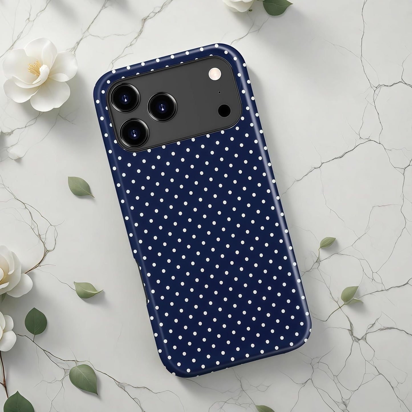 Aleviker 17 2-Layer Case for iPhone Pro Max, Glossy Hybrid Hard Shell, Aesthetic Scratch Resistant Cover, Navy Blue