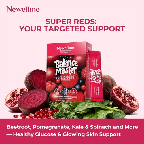 Newellme Balance Master Organic Raw Beet Root Powder - Superfood for Heart Health & Energy | 42 Sugar-Free Stick Packs