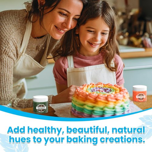 Natural Food Coloring - 6 Colors Non-Toxic Hyper-Concentrated Dye-Free Powder | 5g Each Bottle