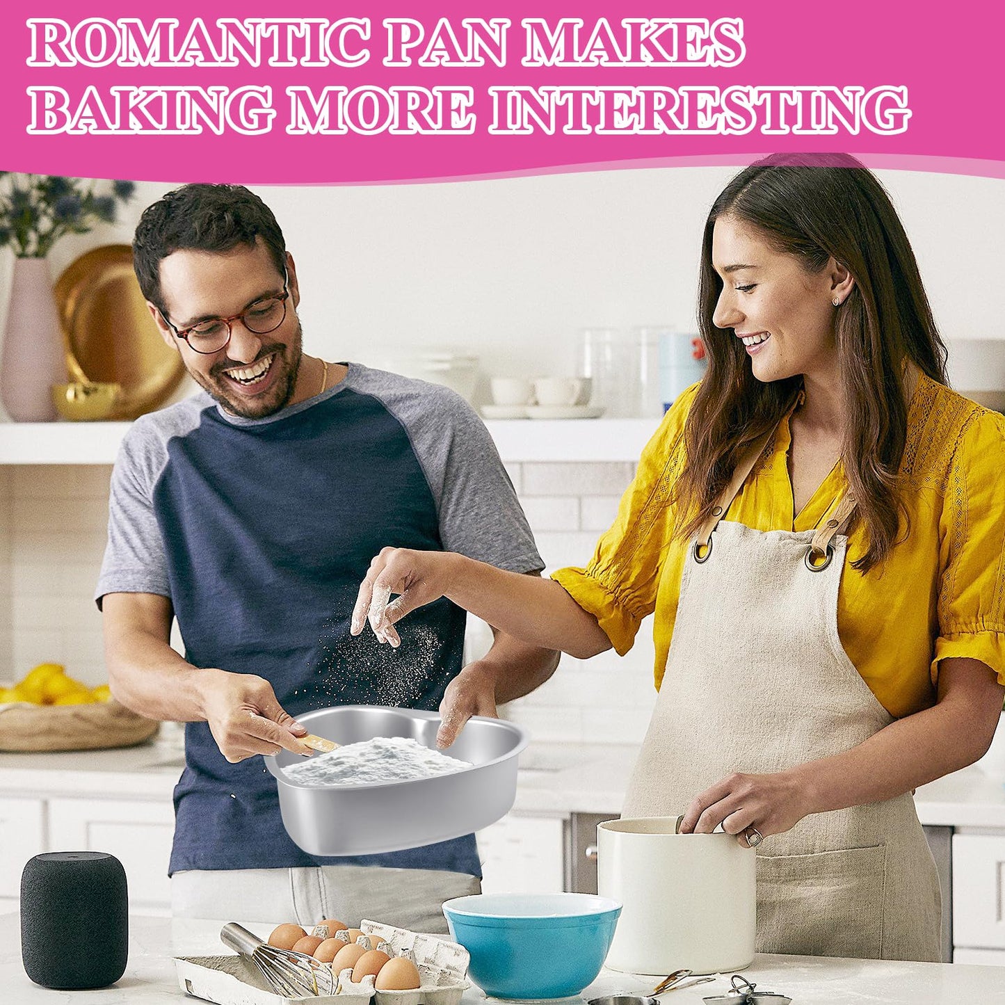 Milkary 2Pcs Heart Shape Cake Pans, Aluminum Heart Cake Mold, Reusable 10 inch Cake Pan for Baking DIY for Wedding Birthday Family Occasions