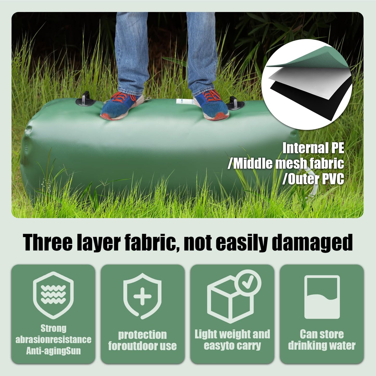 LATHEVEE Drinking Water Storage Bladder,25 Gallon Portable Water Bladder Tank, RV Water Tank, Can Be Used for Storing Drinking Water, Camping, Traveling, Wilderness Survival Patrols, Etc.