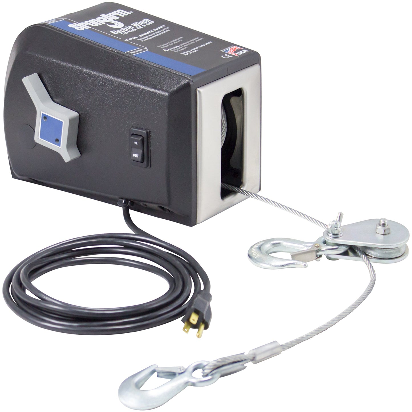 Dutton-Lainson Company - GOLDENROD 24876 (SA12000AC)120V AC Electric Winch - 2,700 lb. Single-Line Capacity, 4,000 lb. Double-Line Capacity, 50' Aircraft Cable and Hook, 3 Rocker Switch, Made in USA