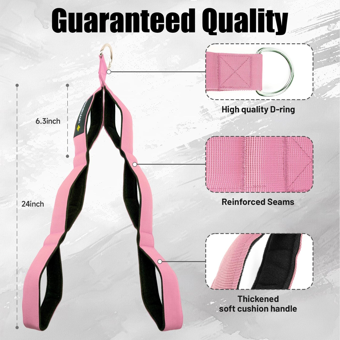 MANUEKLEAR 3 Grip Lengths in 1 Tricep Rope Cable Attachment with Ergonomic Handles, Greater ROM for Tricep Push Down Attachment Professional Gym Rope for Overhead Extension
