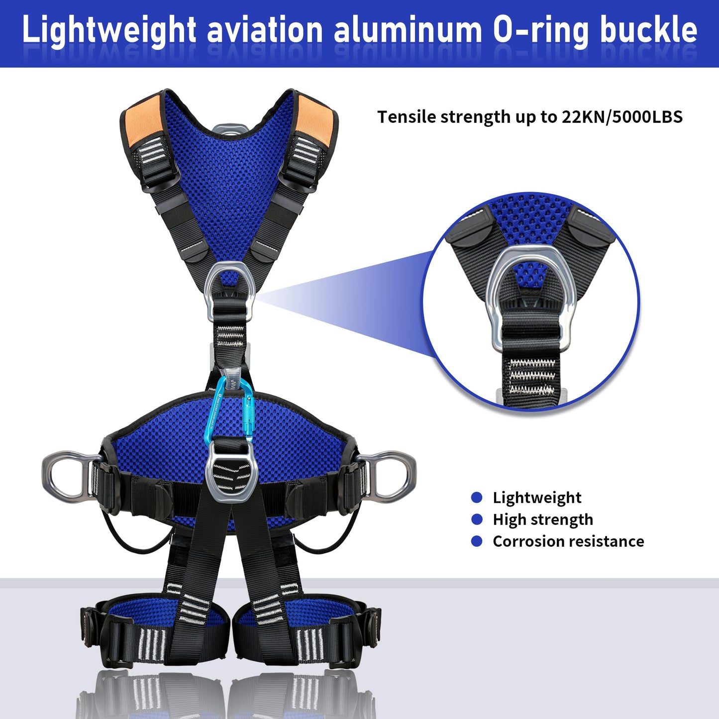 DIJJIG Fall Protection Full Body Safety Harness 5pt Roofing harnesses Aluminum O-Rings 8”Thick Back Support Belt Construction With Reflective Strips OSHA/ANSI Compliant