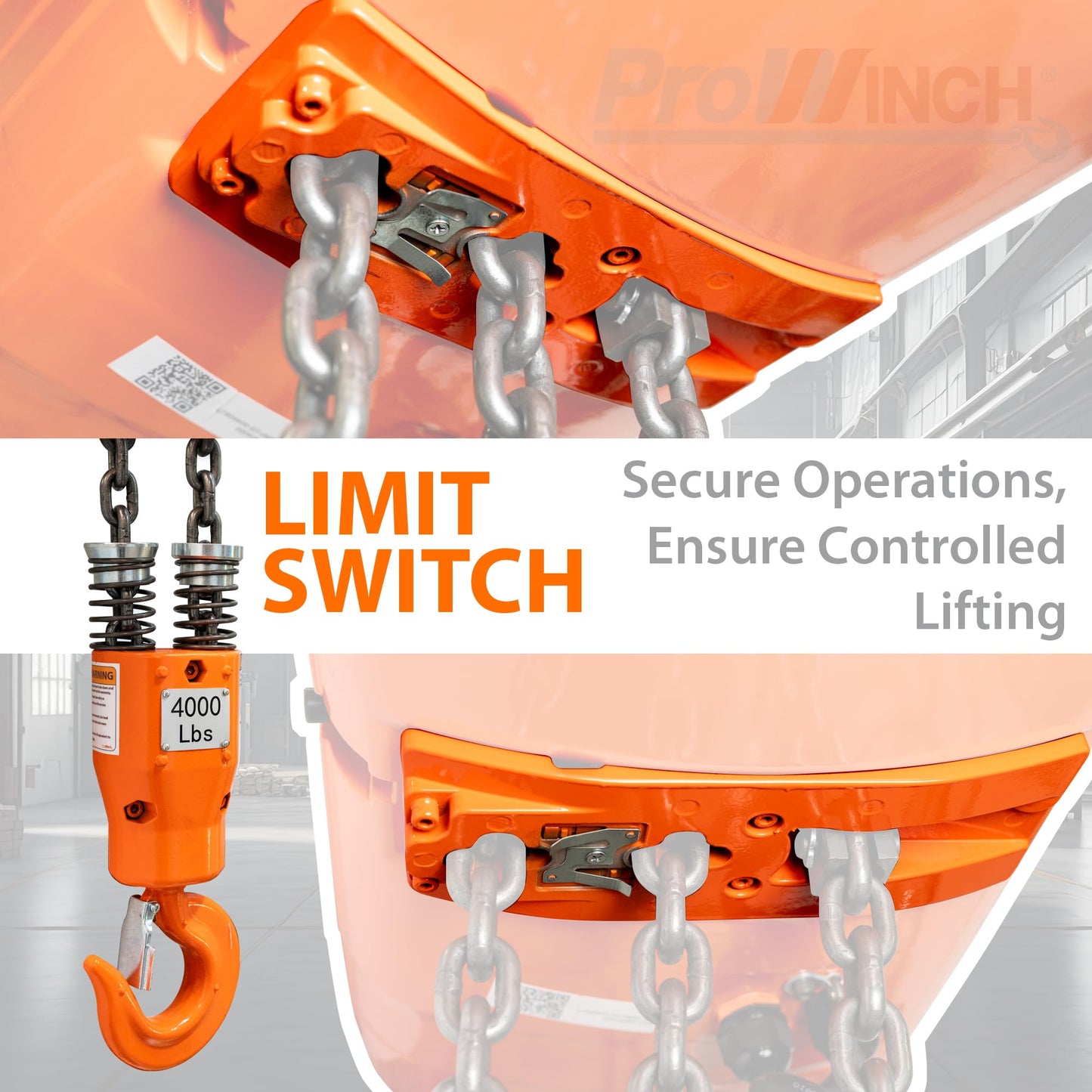 Prowinch Portable Electric Hoist 4000 lbs 1,8 Ton, Electric Chain Hoist with Wireless Remote Control, 20 ft Lifting Height, Single-Phase Dual Voltage 100-240V, G100 Chain, Overhead Crane, 1 Speed