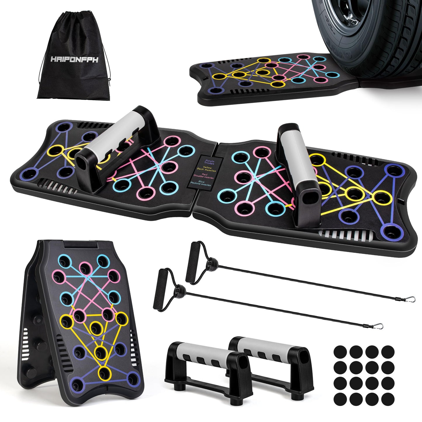 Haiponfph Push Up Board Fitness, 9 in 1 Strength Training Equipment,Home Gym System,Multi-Functional Push up Stands System Fitness Floor Chest Exercise,Training Arm Men & Women Weights