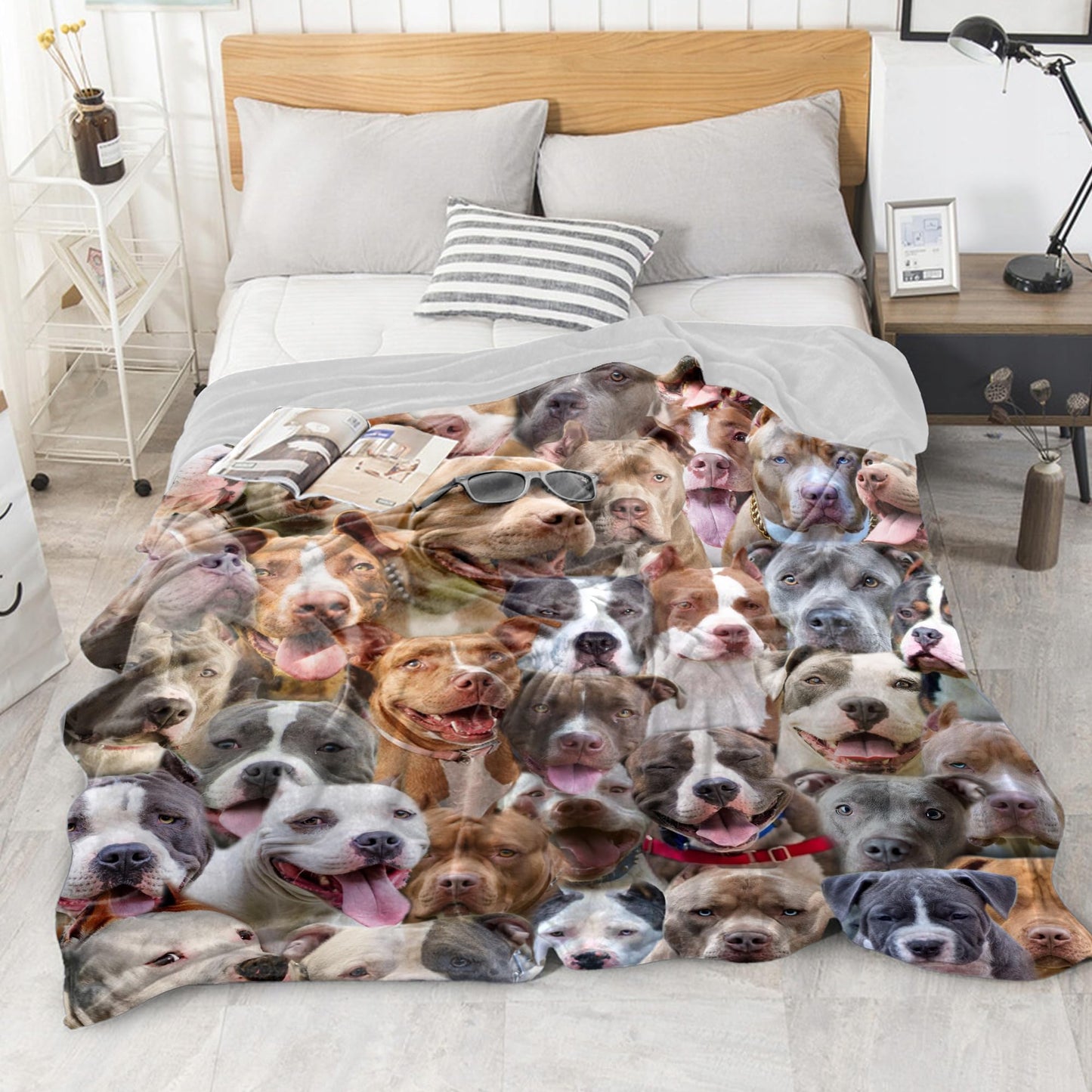 Pitbull Blanket,Pitbull Gifts for Dog Lovers,Pitbull Flannel Blanket Throws for Dog Mom Dad,Soft Warm Blankets for Sofa Bed Home Decor,Gifts for Kid Teens Girls Boys Halloween Christmas,50" x 60"