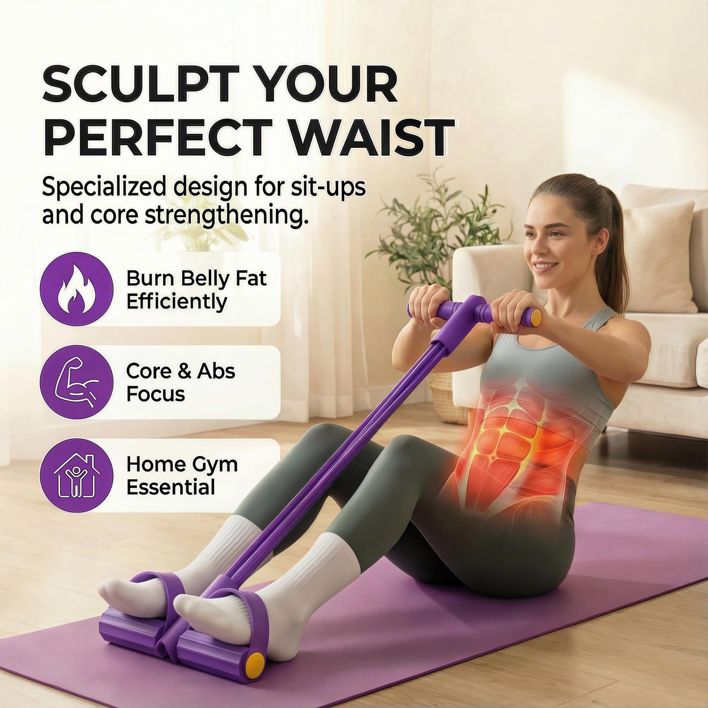 Pedal Resistance Band with Handle, 6-Tube Foot Pedal & Ankle Puller Exercise Band for Full Body Workout, Multifunction Home Gym Equipment for Arms, Legs, Abdomen, Waist Training