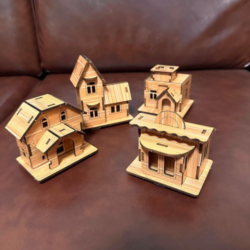 Log Cabin 3D Puzzle by Wooden - DIY Miniature House Model Kit for Teens | 4-in-1 Assembly Fun