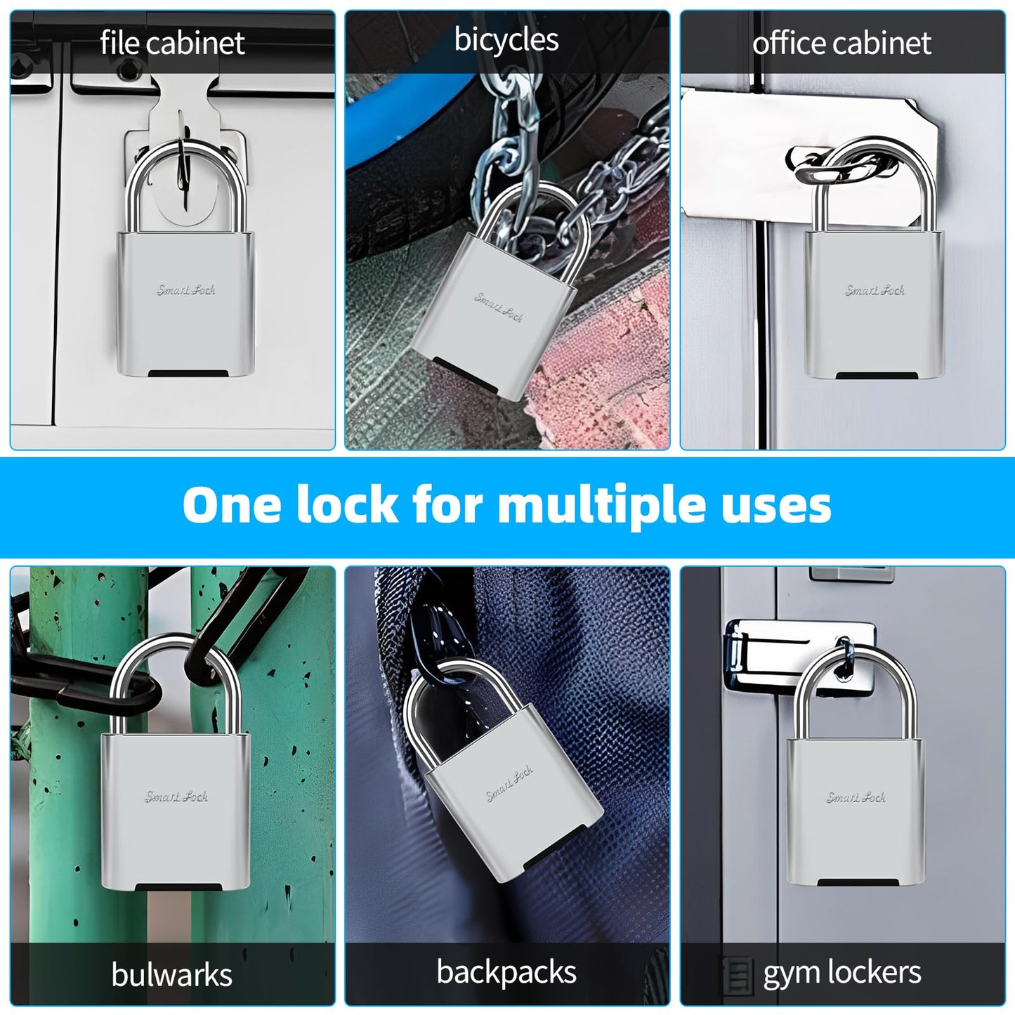 KENRONE Fingerprint Padlock, Biometric Smart Lock, IP66 Waterproof, Rechargeable Zinc Alloy Gym Lock for Athletes, Students, Swimmers & Outdoor Enthusiasts, for School Lockers, Pools & Luggage