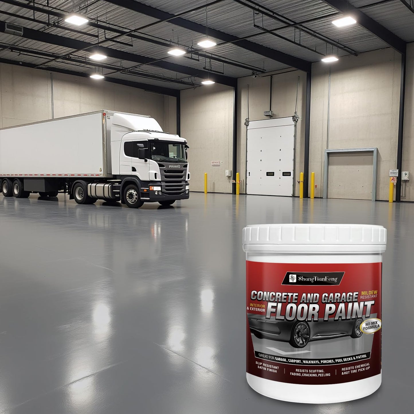 5 Gallon Professional Floor Paint Kit (Slate Dark Gray, 800-1000 sq.ft) - Acrylic Concrete Coating for Garages & Basements | Single Component Formula | Scratch Resistant & Low VOC | Ready-to-Use