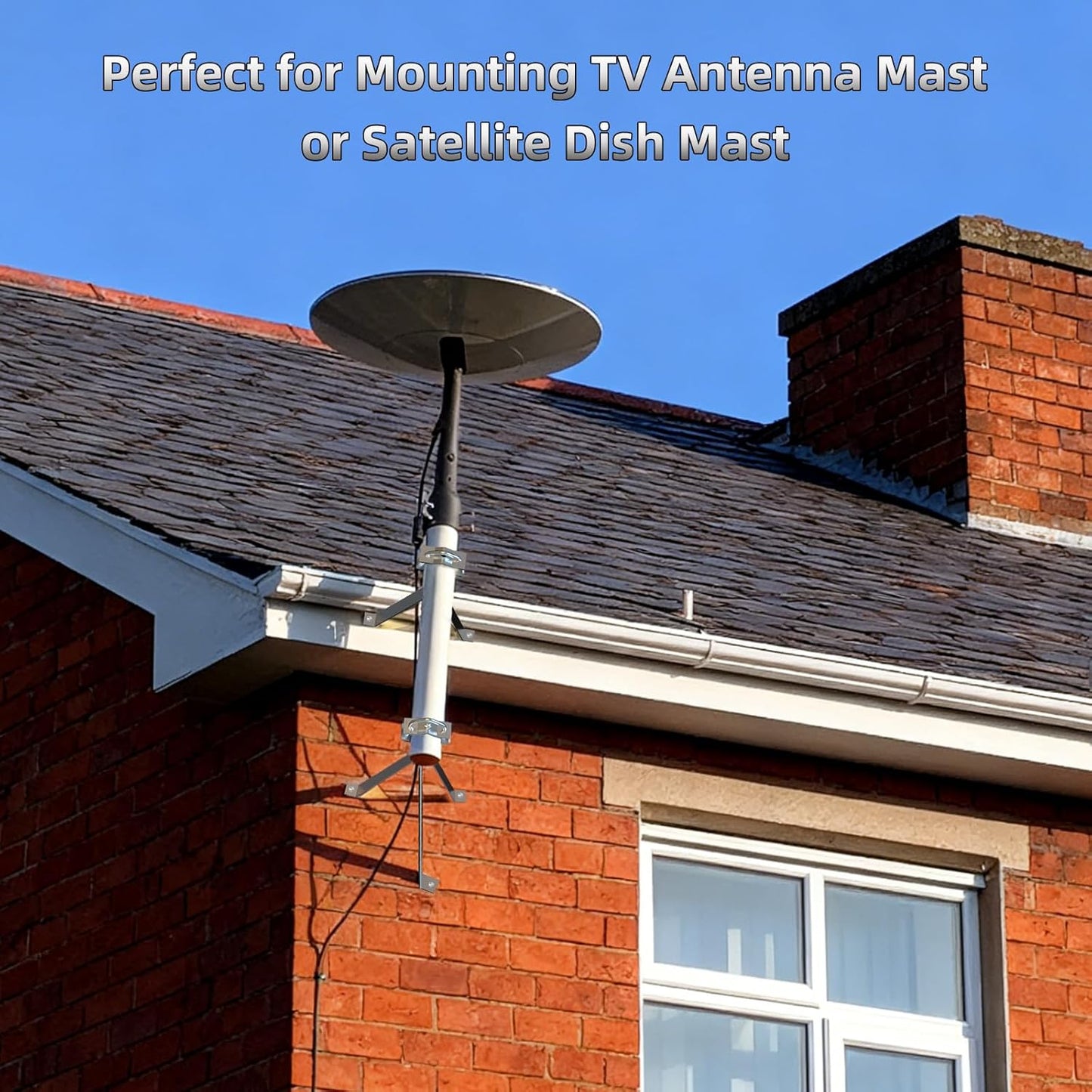 12" 2 Heavy-Duty Antenna Mount Bracket, Adjustable Antenna Mast Mount, Waterproof Wall Mount Pair for TV Antenna Mast