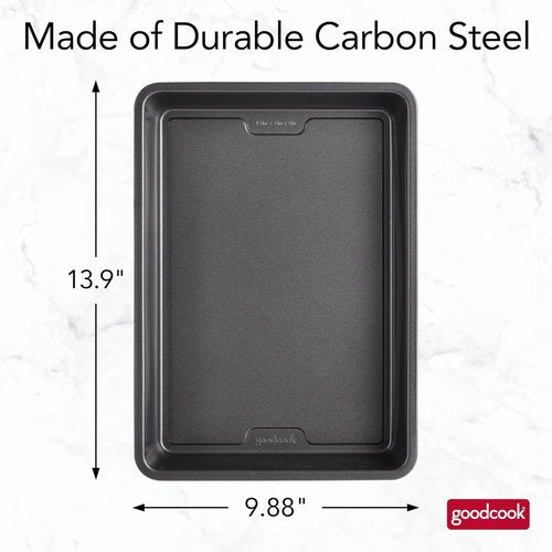 GoodCook PRO Nonstick Oblong Baking Pan - Scratch-Resistant Carbon Steel, 9 x 13-Inch, Gray