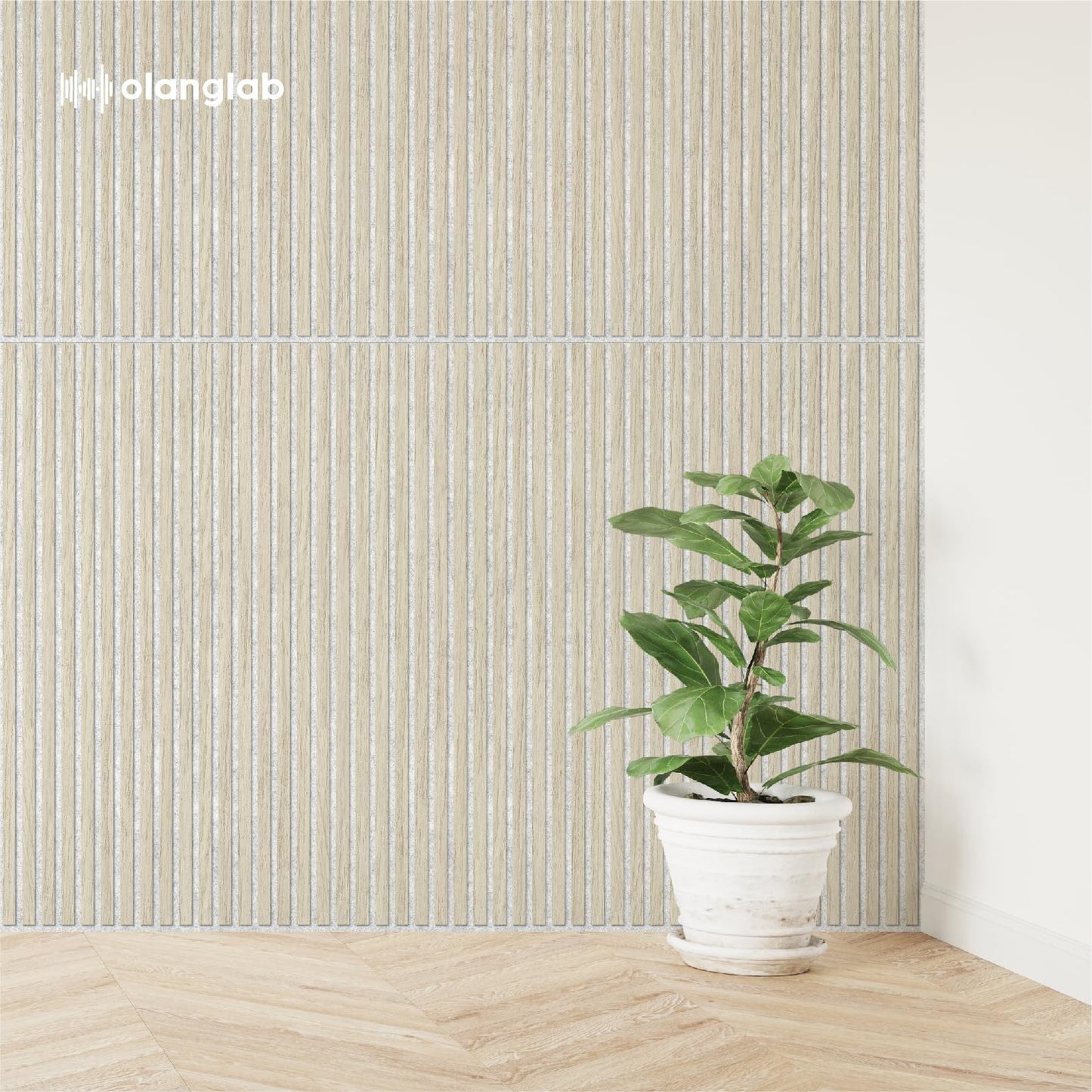 Olanglab Wood Slat Wall Panels 4 Pack, Acoustic Wall Panels, 47.24'' x 23.62" Each 3D Wall Panels for Interior Wall Decor (Light Oak-Grey Felt)
