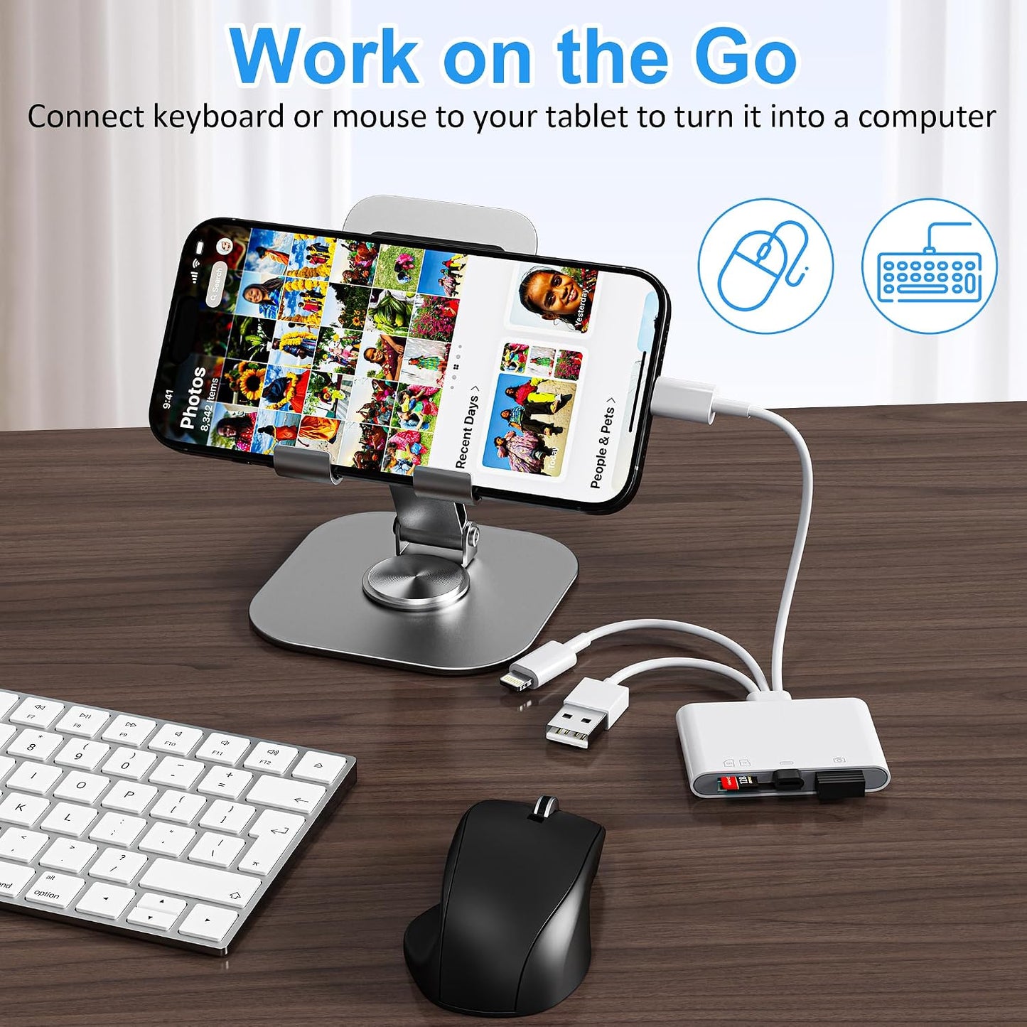 Suejezt 4 1 in SD Card Reader for iPhone/iPad/Mac, USB-C/Lightning/USB-A Memory Card Reader, Photo Transfer from