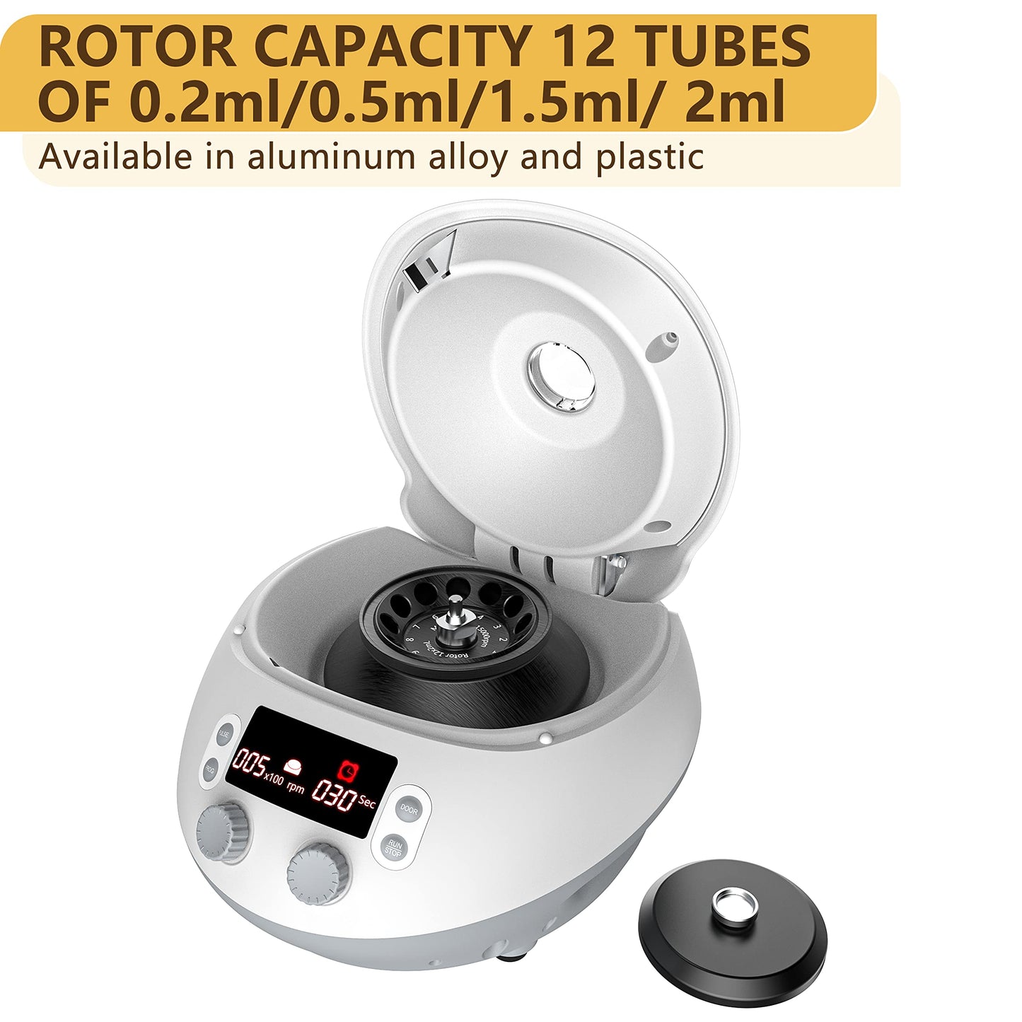 4E's USA High Speed Micro Centrifuge - Benchtop Centrifuge 500 to 15000 RPM Speed with 15100xg RCF, Lab Benchtop Centrifuge Machine with 12-Tube Rotor for 0.2ml/0.5ml/1.5ml/2ml
