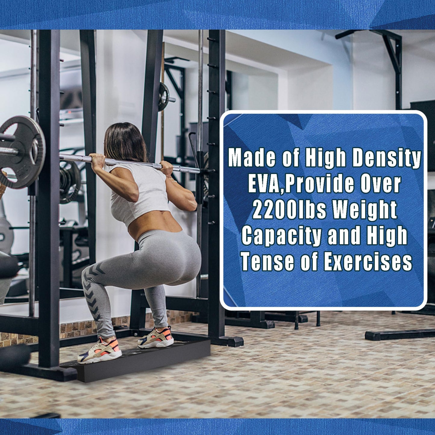 Squat Wedge Block One Piece: Heel Elevated Slant Board for Squats Exercises Deadlift Weightliting for Home & Gym with Guide