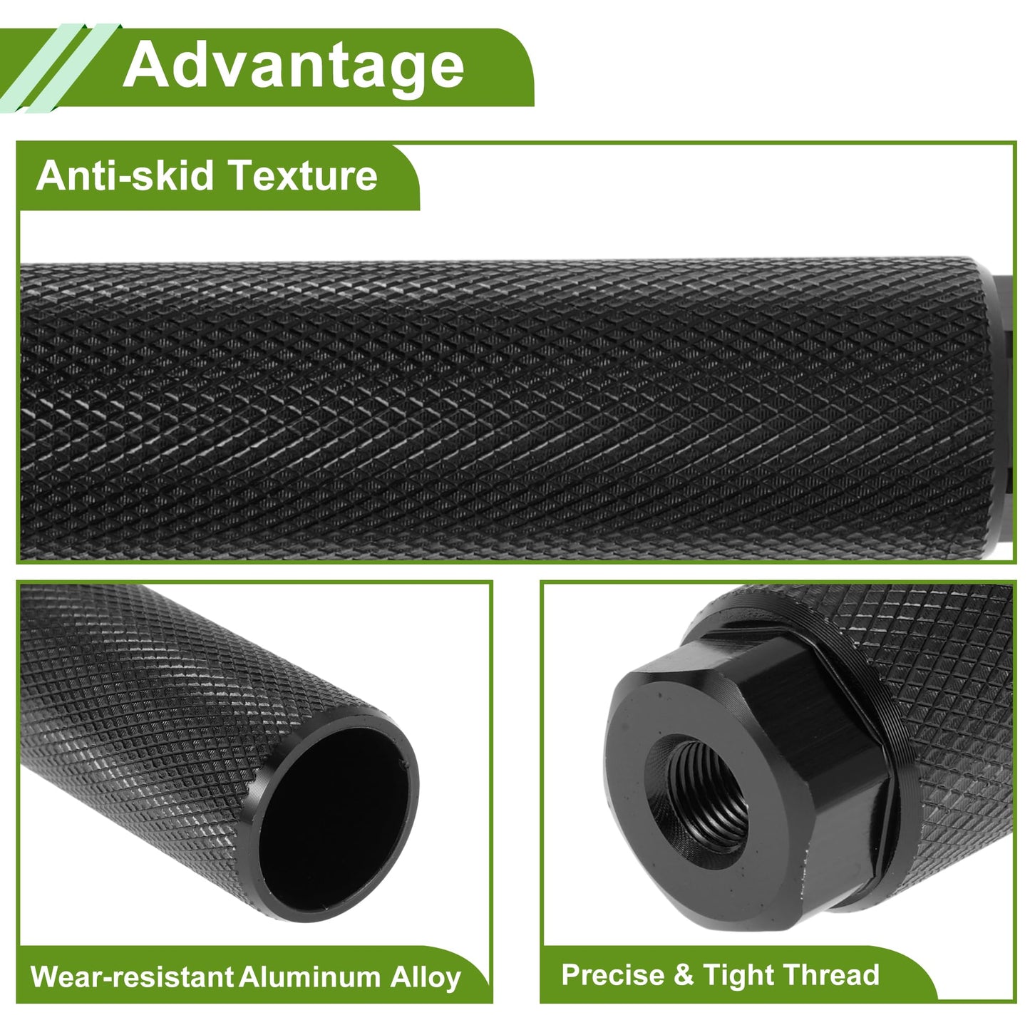 PARSLUCK 4 Pcs Aluminum Alloy Anti-Skid Bike Pegs 100mm Length Bicycle Backseats Stands Cycling Foot Pegs 3/8 Inch Axles Black