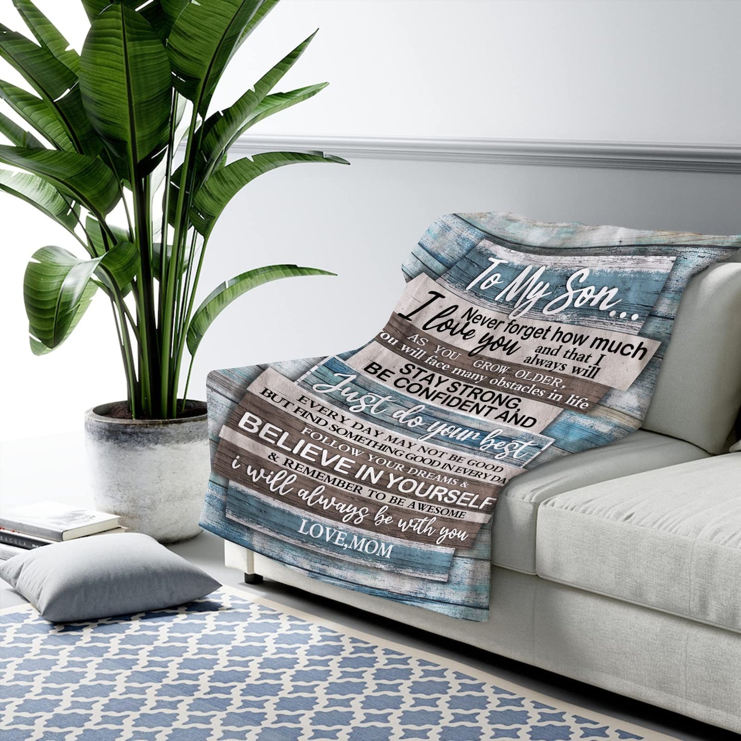 Wisegem Son Gifts from Mom - to My Son Blanket 60"x50" - Birthday Gifts for Boys from Mother - Sons Graduation Fathers Day Birthday Gift Ideas