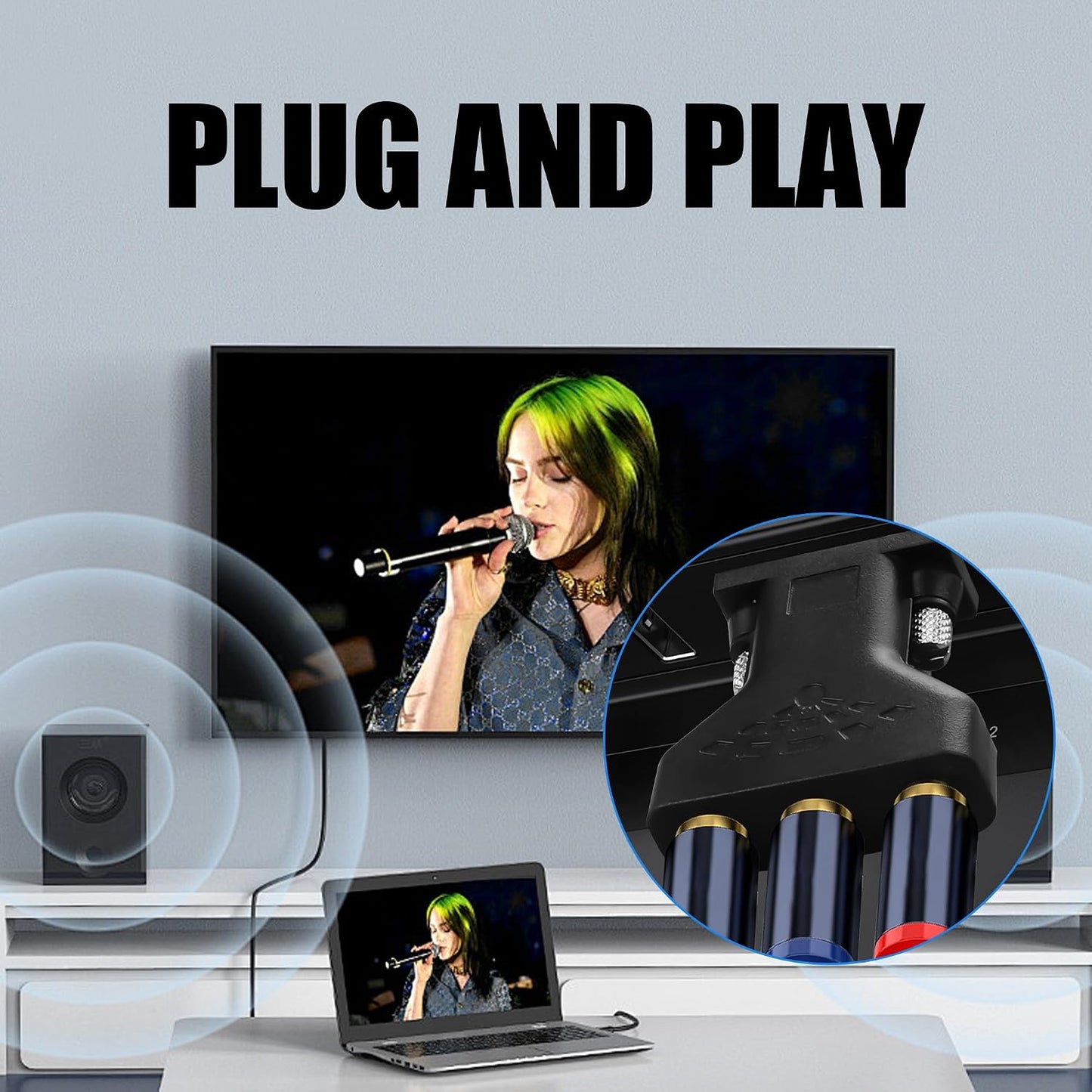 YAODHAOD 3RCA Set-top VGA to RCA Adapter, VGA to Audio Video Converter for TV, LCD Projector, Box, DVD Player