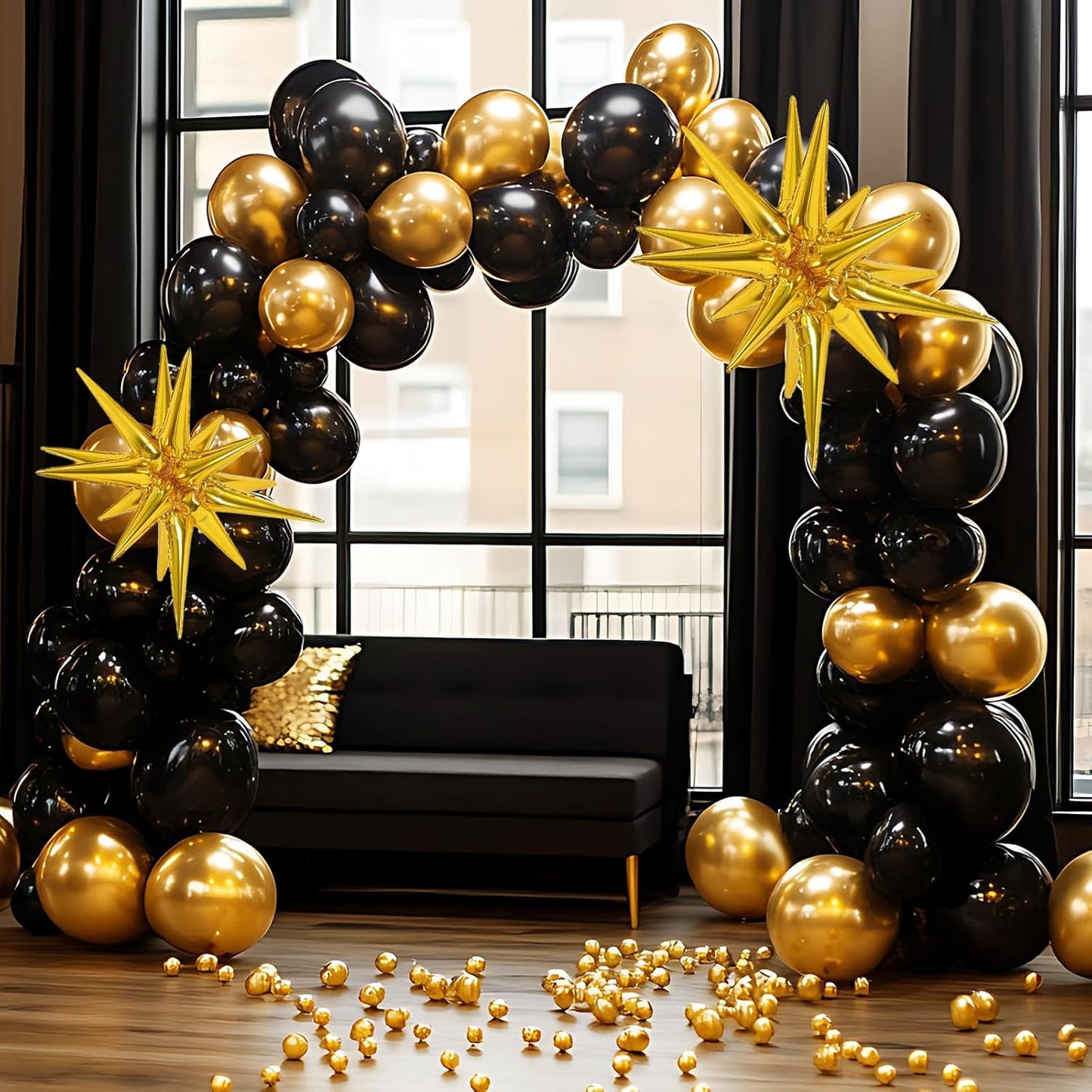 RUBFAC Gold Balloons - 135pcs in Various Sizes for Stunning Garland & Arch Decorations | Birthday & Wedding