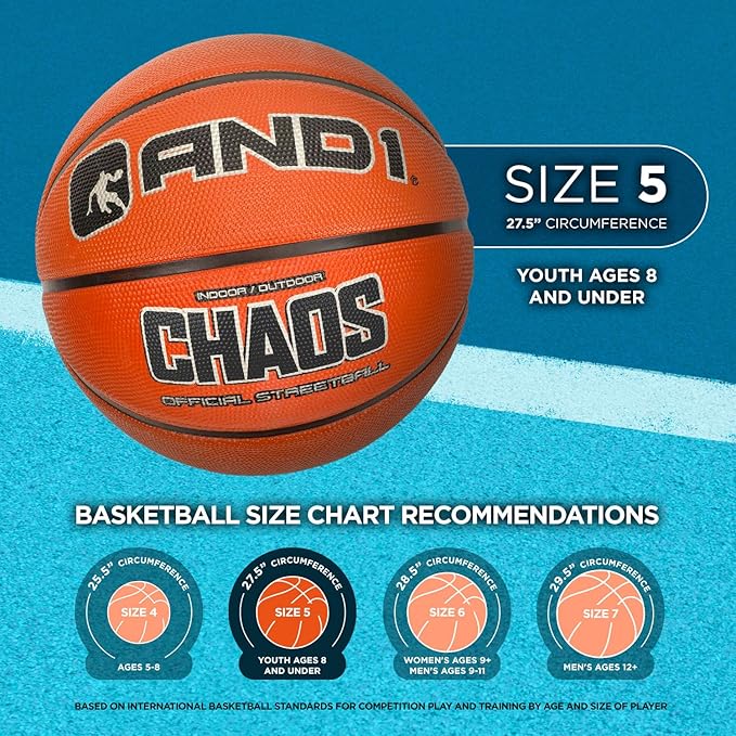 AND1 Enigma Basketball - Streetball for Indoor and Outdoor Use, Deep Channel Construction and Durability