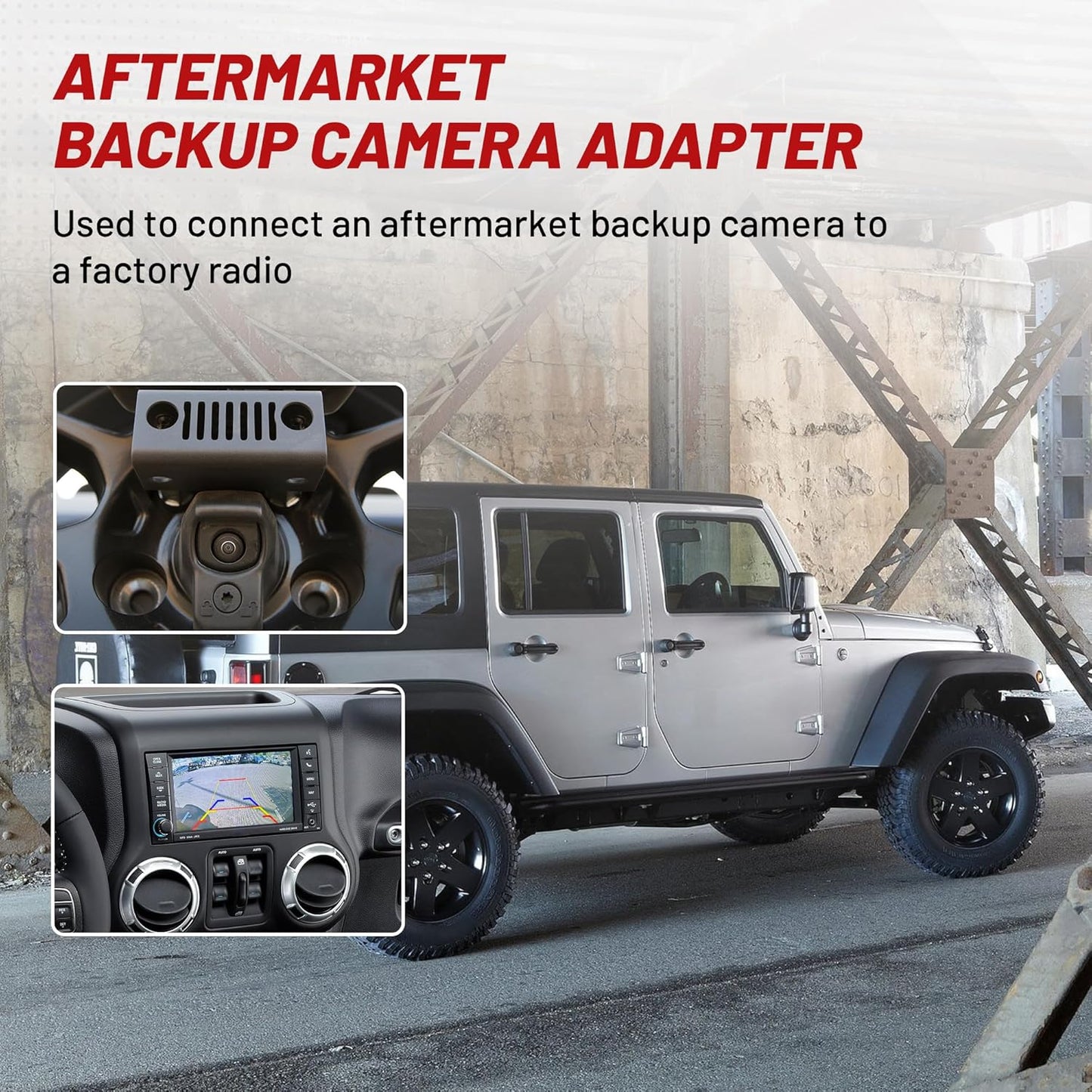 2007-2019, 2007-2012, 2007-2016 RED WOLF Backup Camera Wiring Harness to Factory Radio for Jeep Dodge RAM Chrysler