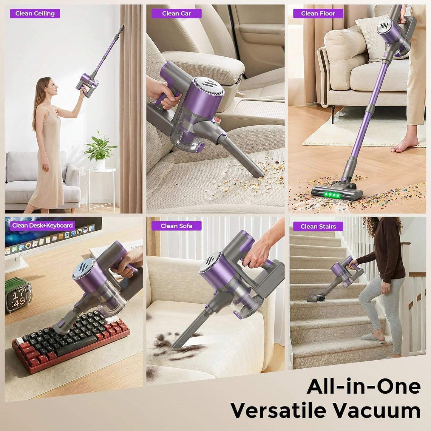 MBTTODF Vacuum Cleaner for Home,Stick Vacuum with Self-Standing and Touch Screen,Hardwood Floor Vacuum for Pet Hair,Tile