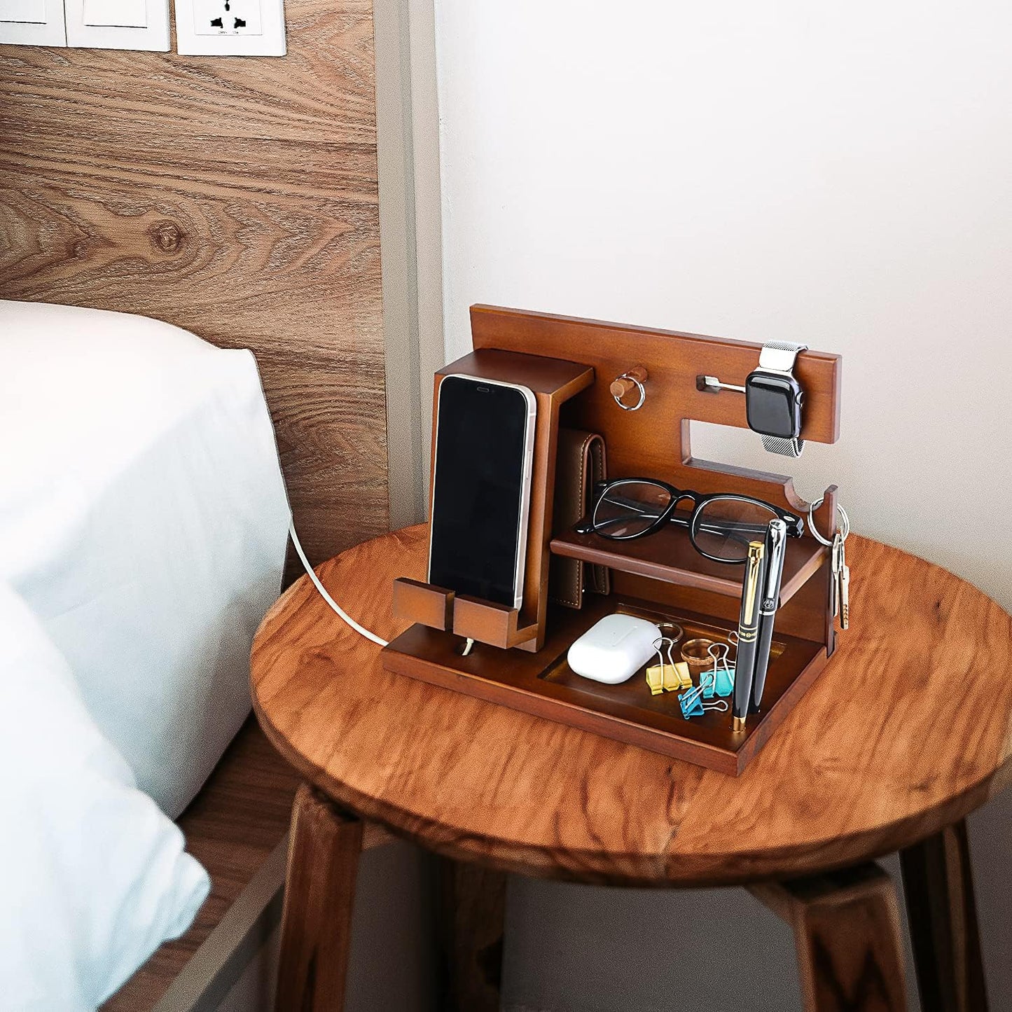 awofer Wood Docking Station For Men Personalized Gifts For Man Wooden Gifts For Husband Him Boyfriend Mens Anniversary