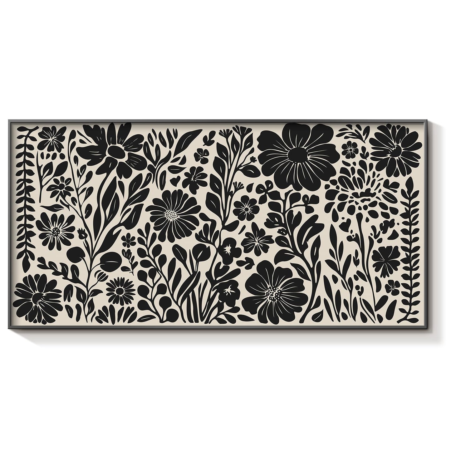 ARPEOTCY Extra Large Framed Wall Art, Black and White Large Wall Art, Abstract Botanical Floral Print Paintings, Modern Minimalist Decor Aesthetic, Boho Art for Living Room Bedroom Office, 20x40Inch