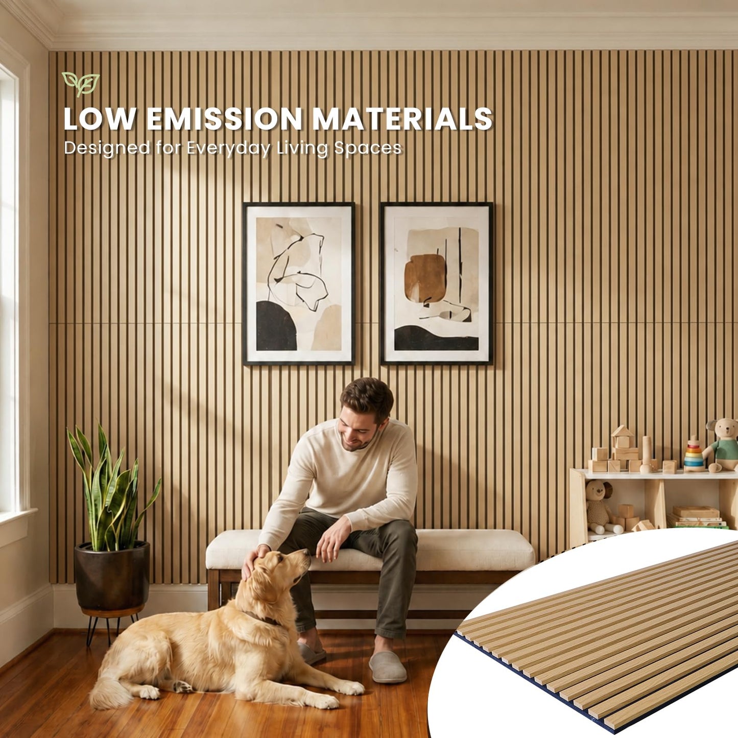 Wood Slat Wall Panels - 4 Pack 47.2" × 23.6" - Acoustic Sound Proof Panels Noise Reduction for Home Office Studio, 3D Fluted Sound Dampening Absorbing Panels, Oak