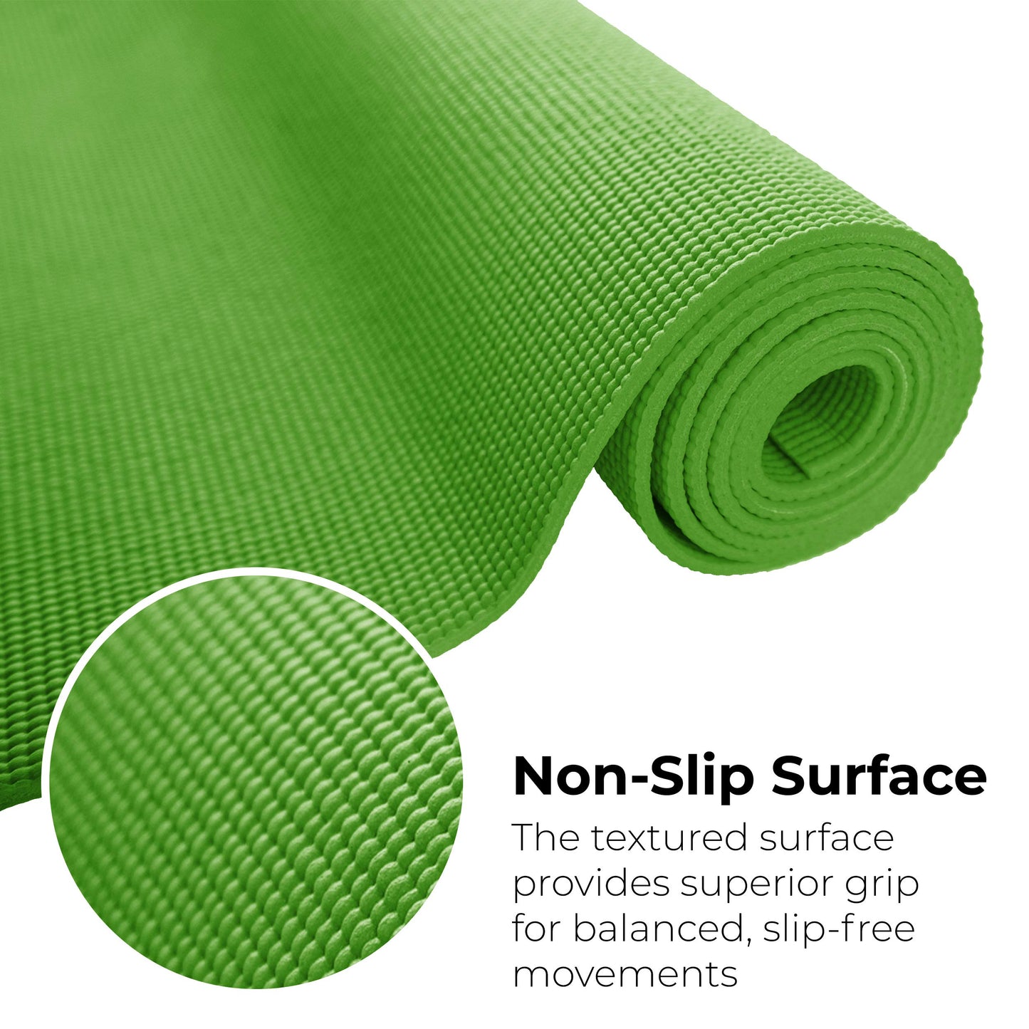 Hello Fit 10-Pack Yoga Mat, 68" x 24" Non Slip Exercise Mat, 4mm Thick Gym Mat for Fitness and Stretching, Bulk Non Toxic Yoga Mats for Schools and Studios, Green