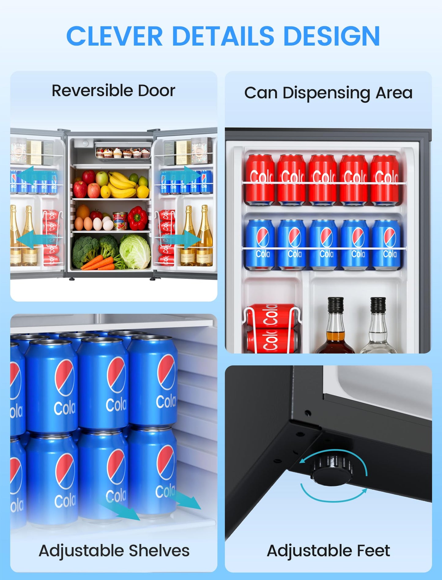 COWSAR 4.5 Cu.Ft Dorm Fridge with Freezer, Single Reversible Door Apartment Refrigerator, Adjustable Thermostat, Ultra Quiet, Energy Efficient Commercial Compact Fridge for Bedroom Dorm Office, Black