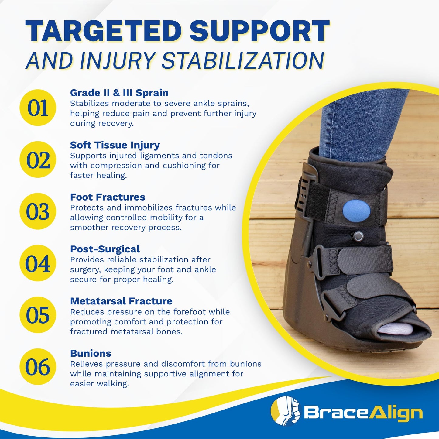 Brace Direct Air Cam Walker Fracture Boot - Short - Orthopedic Medical Walking Boot for Foot & Ankle Fractures, Sprains & Injury Stabilization Size XS (Men’s US <4 / Women’s US <5.5)