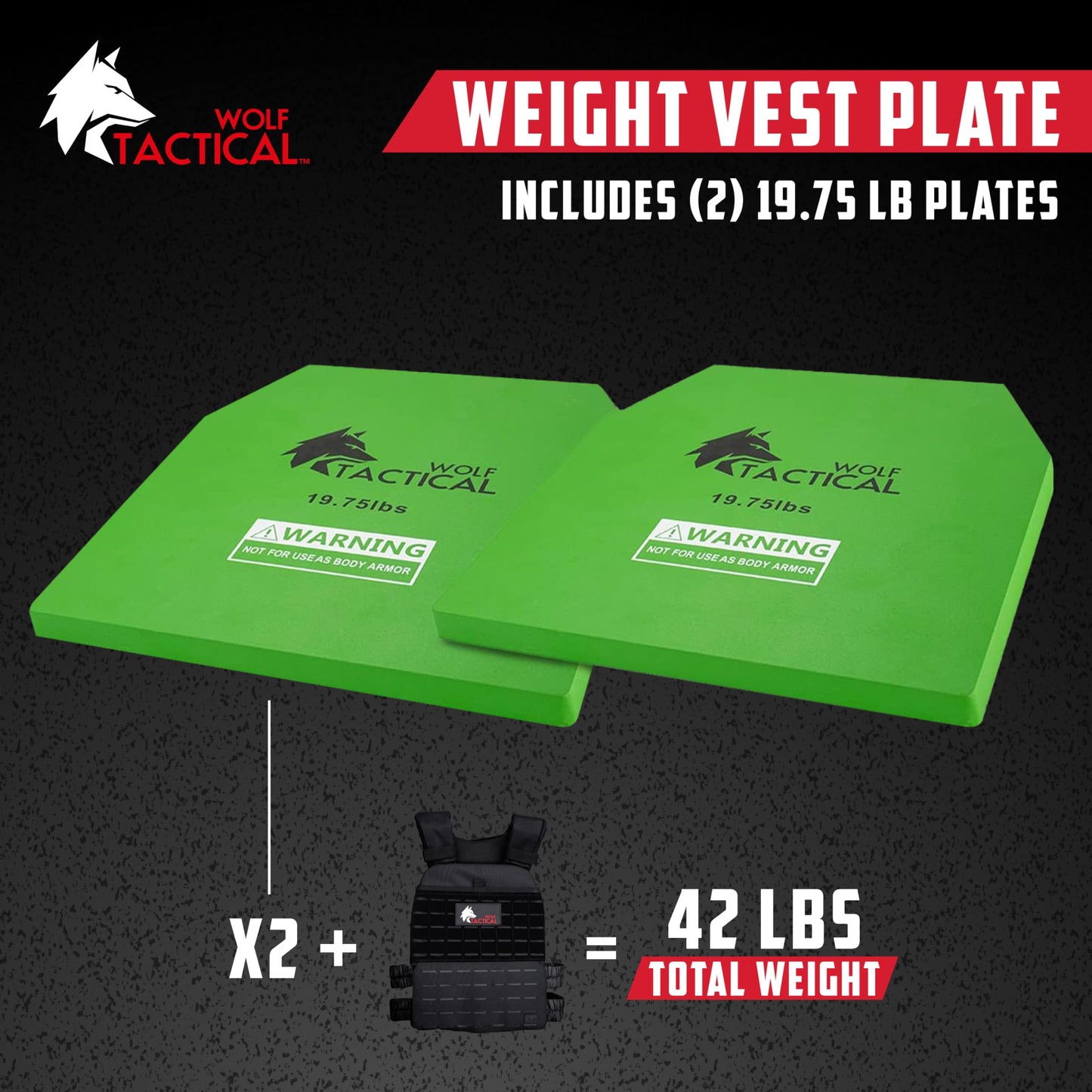 WOLF TACTICAL Weight Vest Plates - 5.75/8.75/14.5/19.75LB Pairs - WODs, Strength Training, Running, Heavy Workouts