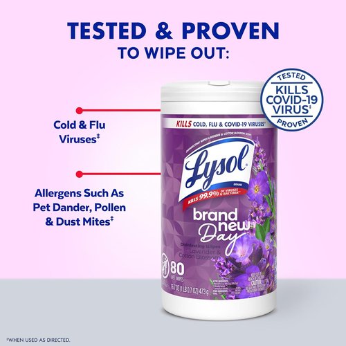 Lysol Disinfecting Wipes - All-Purpose Cleaning & Sanitizing Wipes | Lavender & Mango Scents, 80 Count (4 Pack)