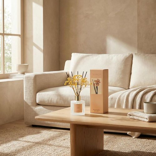 Cocorrína Reed Diffuser - Warm Vanilla Scented Home Fragrance | 8 Sticks for Elegant Bathroom Decor