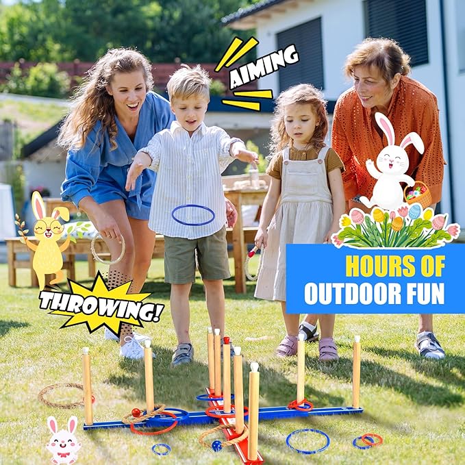 Outdoor Games for Kids 3-12 Upgraded Large Wooden Ring Toss Game with 30 Rings Party Yard Game for Family Outside Toys for 10 11 12 13 14 Years Old Boys Gifts