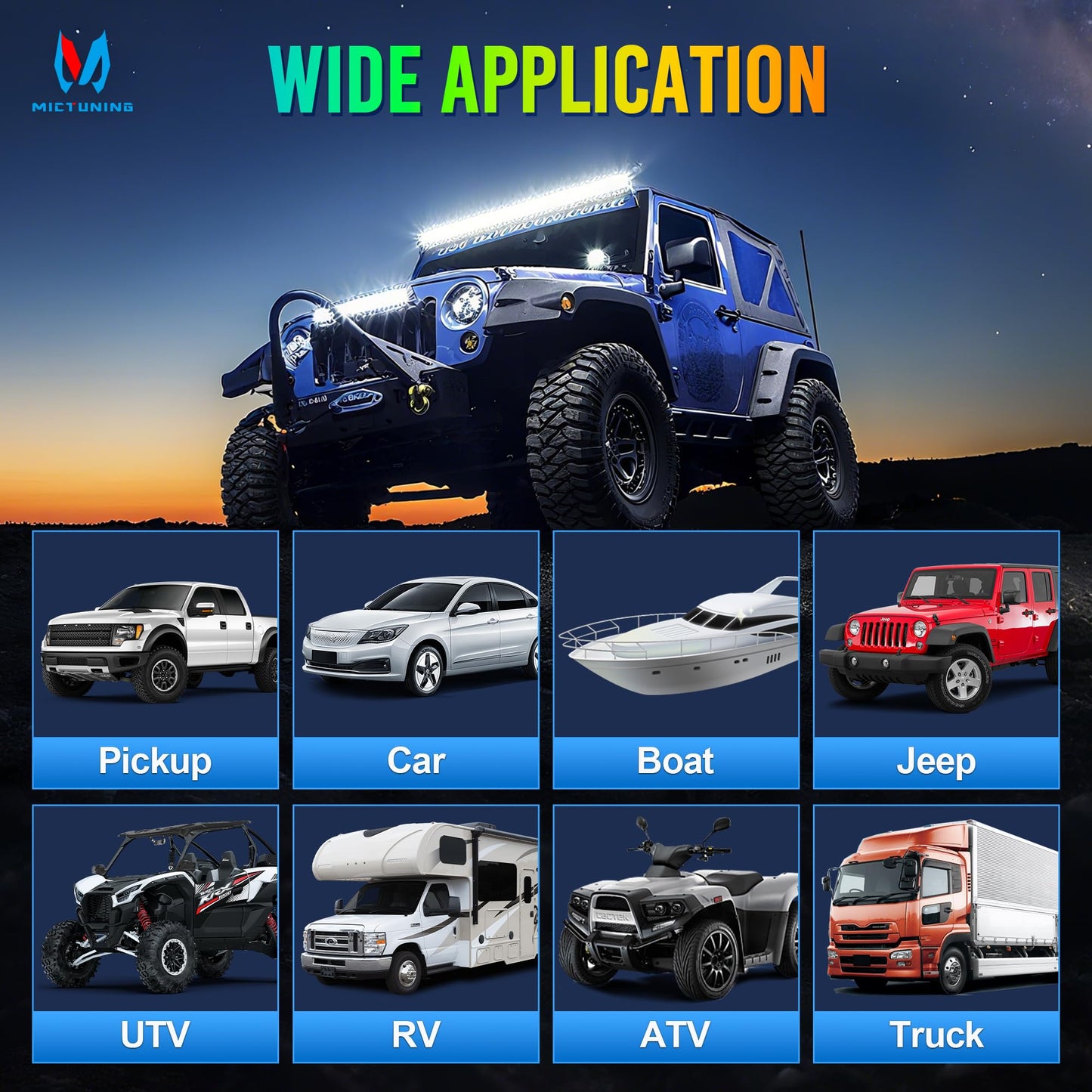 MICTUNING P1Y+ 8 Gang Switch Panel Wireless Remote Control Up to 230FT, Up to 5-Panels Simultaneously, Multifunction Toggle Momentary Flash Strobe Switch Pod with Backlit Off for Car Boat RV Offroad