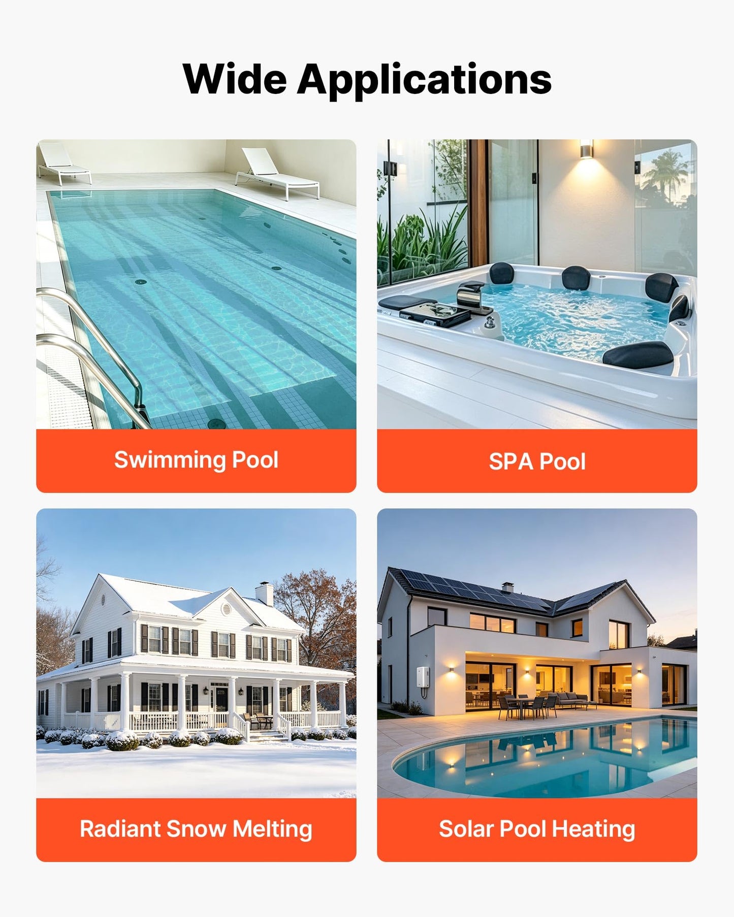 VEVOR Pool Heat Exchanger, 360K BTU Swimming Pool Heater Exchanger, 316L Stainless Steel Construction, High Efficiency Water to Water Transfer Heating System for Spa, Hot Tub, Indoor/Outdoor, Silver