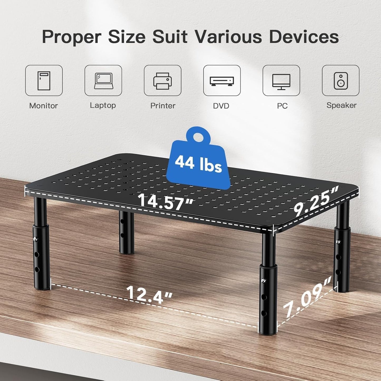 2 2 Pack, HUANUO Monitor Stand for Desk, Computer Monitor Stand Height Adjustable, Monitor Riser for Monitors, Laptop
