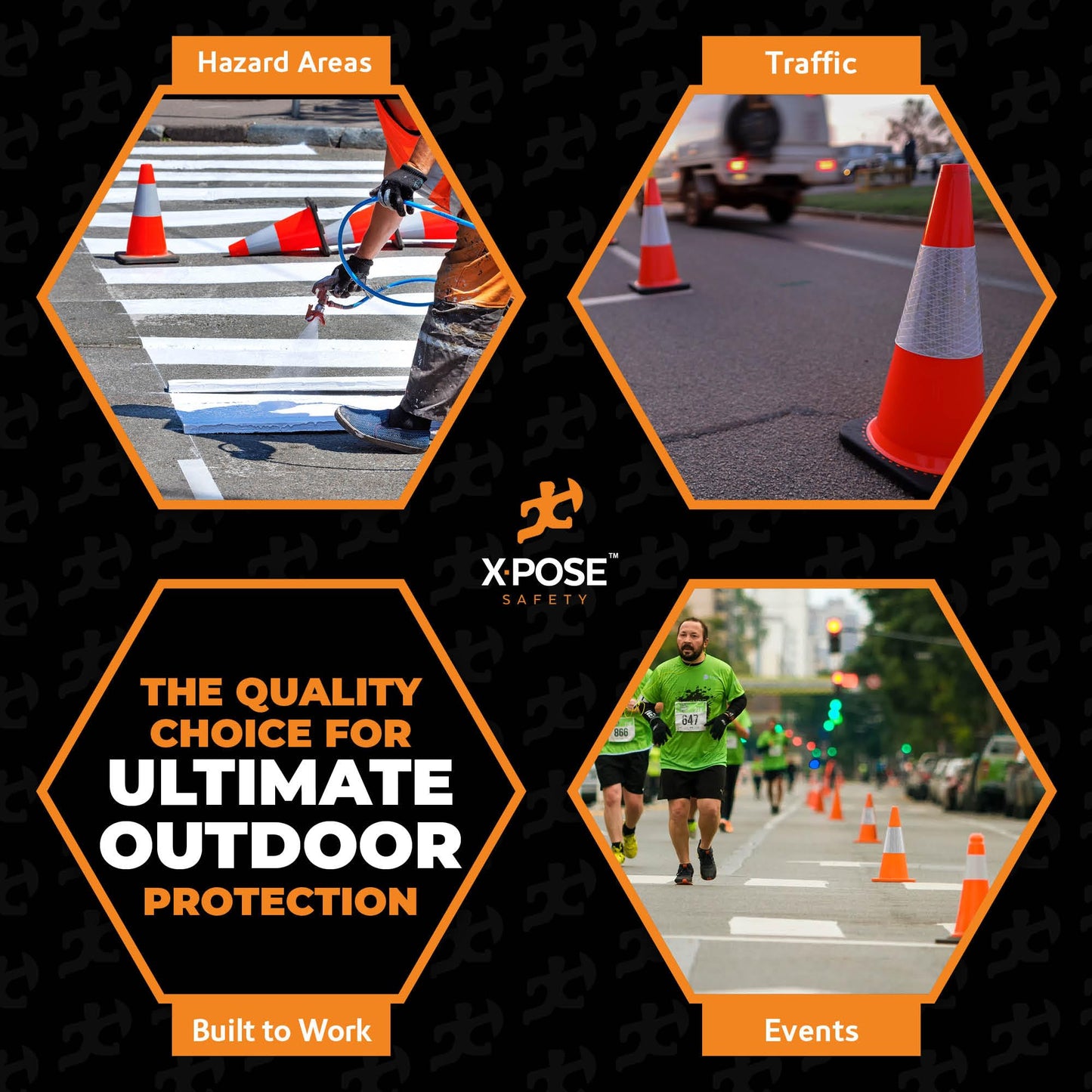 Xpose Safety 18 Inch Orange Traffic Cones with 6" Collar - 12 Pack Multipurpose PVC Plastic Safety Cone for Parking, Soccer, Caution, Kids and Construction - DOT Approved