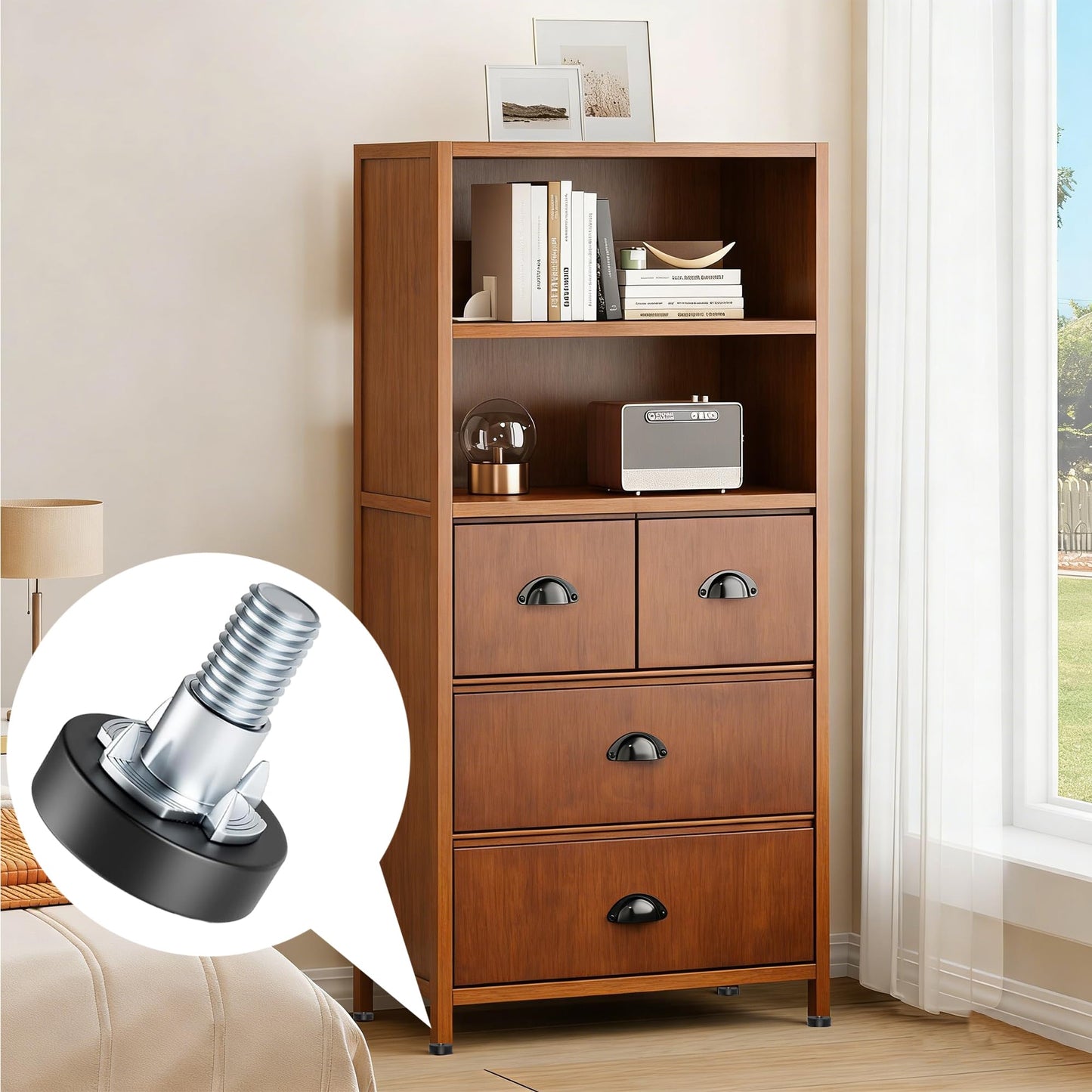 8 Pack 1/4" Wire Shelving Rack Thread Leveling Feet Bolt Adjustable Furniture Levelers Screw-in Furniture Feet Adjusters for Garden Chairs Tables Cabinets Bar Stool Stool Cupboard Couch Desk Sofa