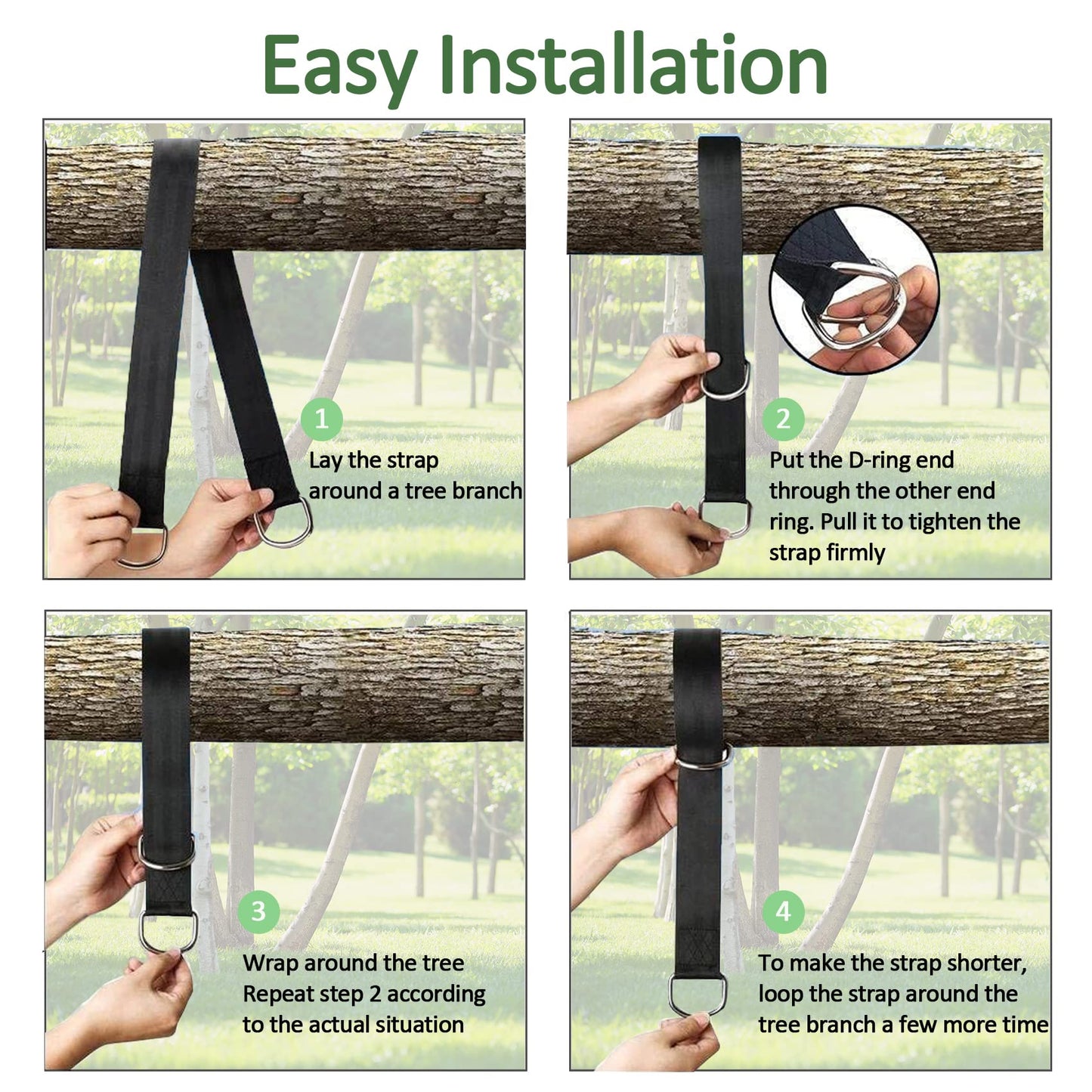 Werflyto Safe Tree Swing Hanging Straps Kit, 3FT/10FT/15FT/20FT, Heavy Duty Holds 5500LBS Extra Long Adjustable Tree Swing Straps, Easy & Fast Way to Hang Any Swing or Hammock(3 FT)