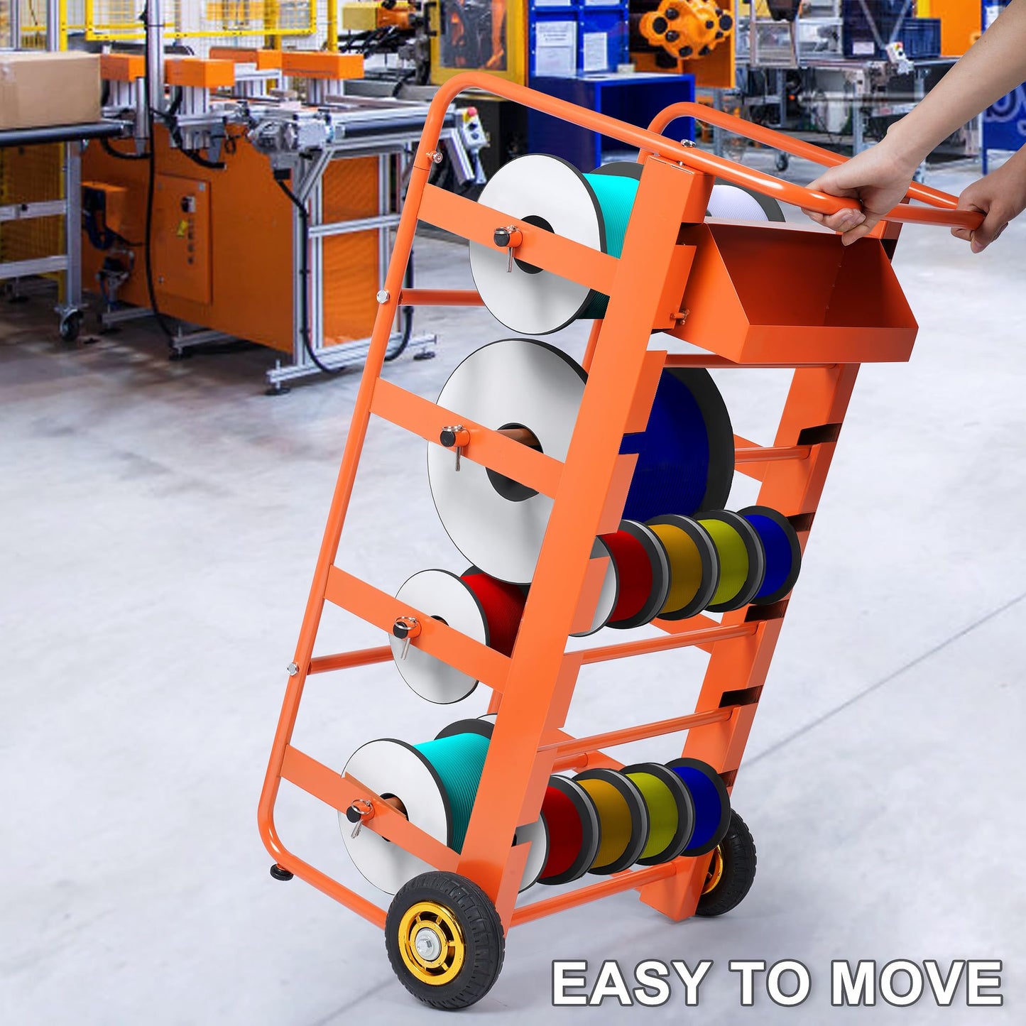 Wire Spool Rack Cable Caddy,Portable Wire Rack Dispenser with Wheel,Automotive Wiring Storage, Multi-Spool Wire/Cable Dispenser for Electrical Industrial & Retail Use